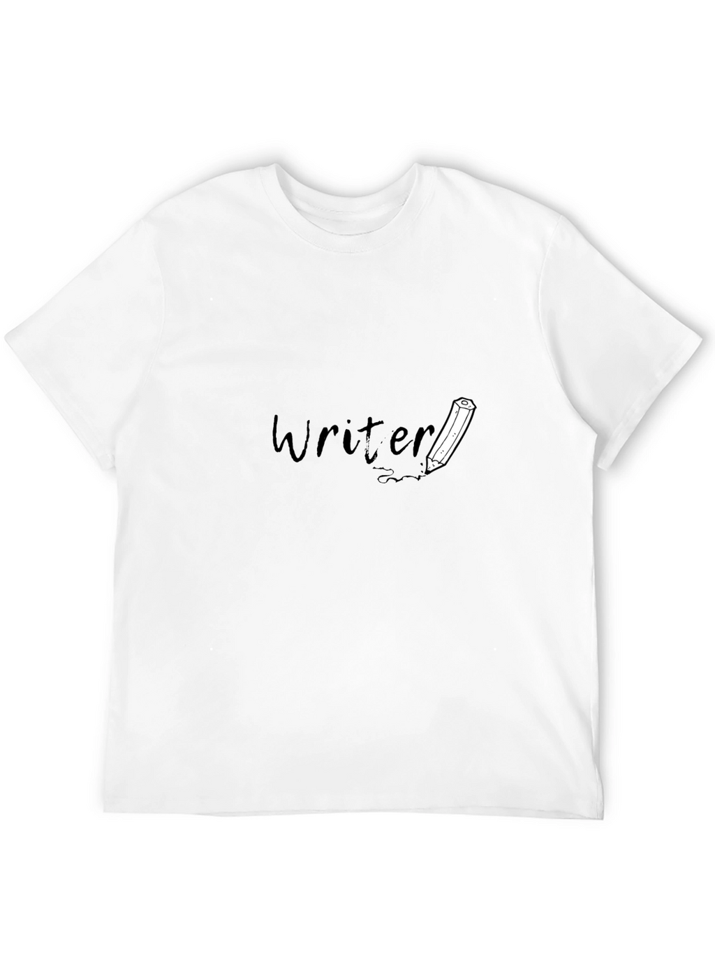 Writer T-Shirt: Black Tee with Pencil Design