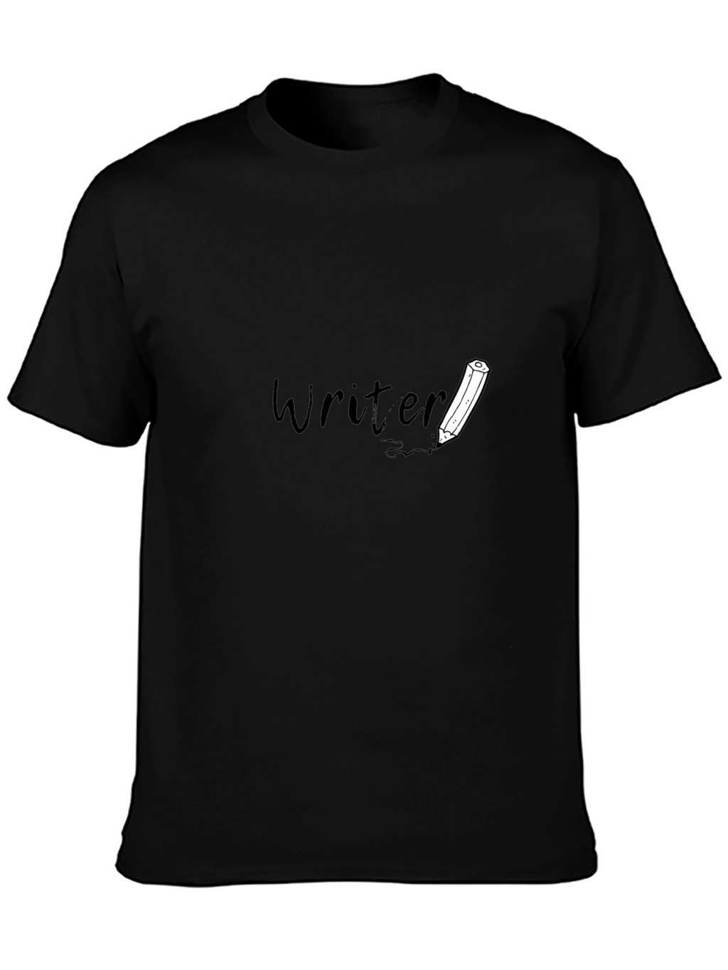 Writer T-Shirt: Black Tee with Pencil Design