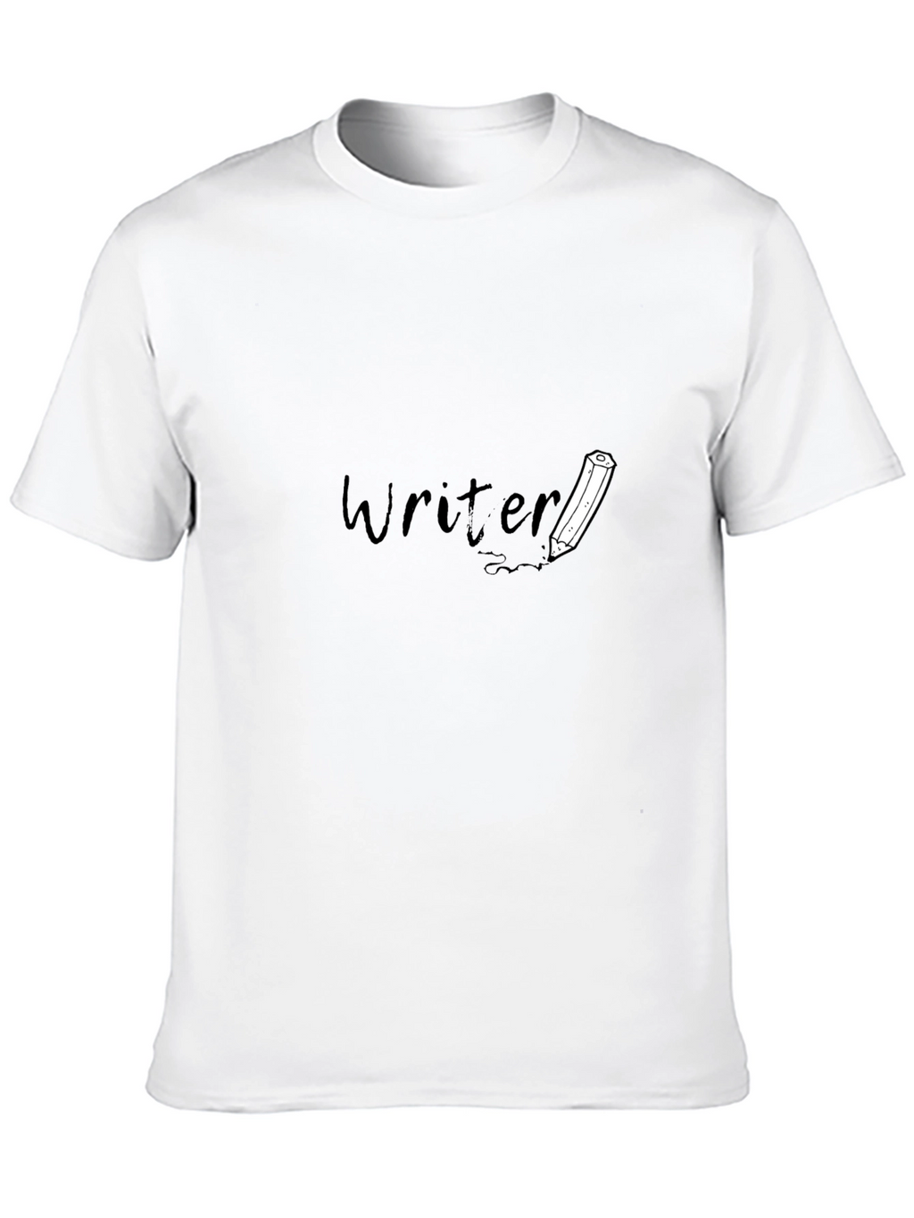 Writer T-Shirt: Black Tee with Pencil Design