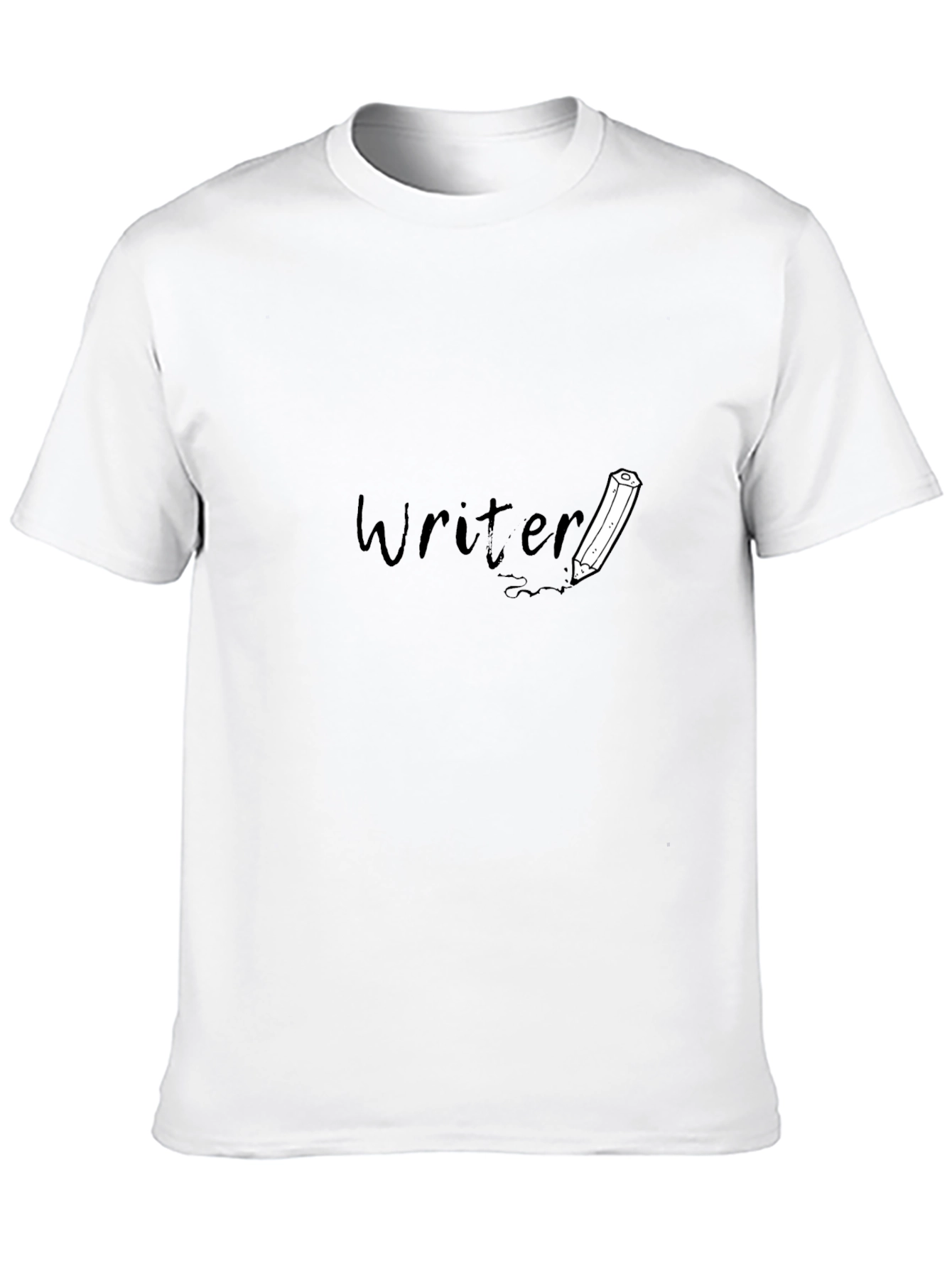 Writer T-Shirt: Black Tee with Pencil Design