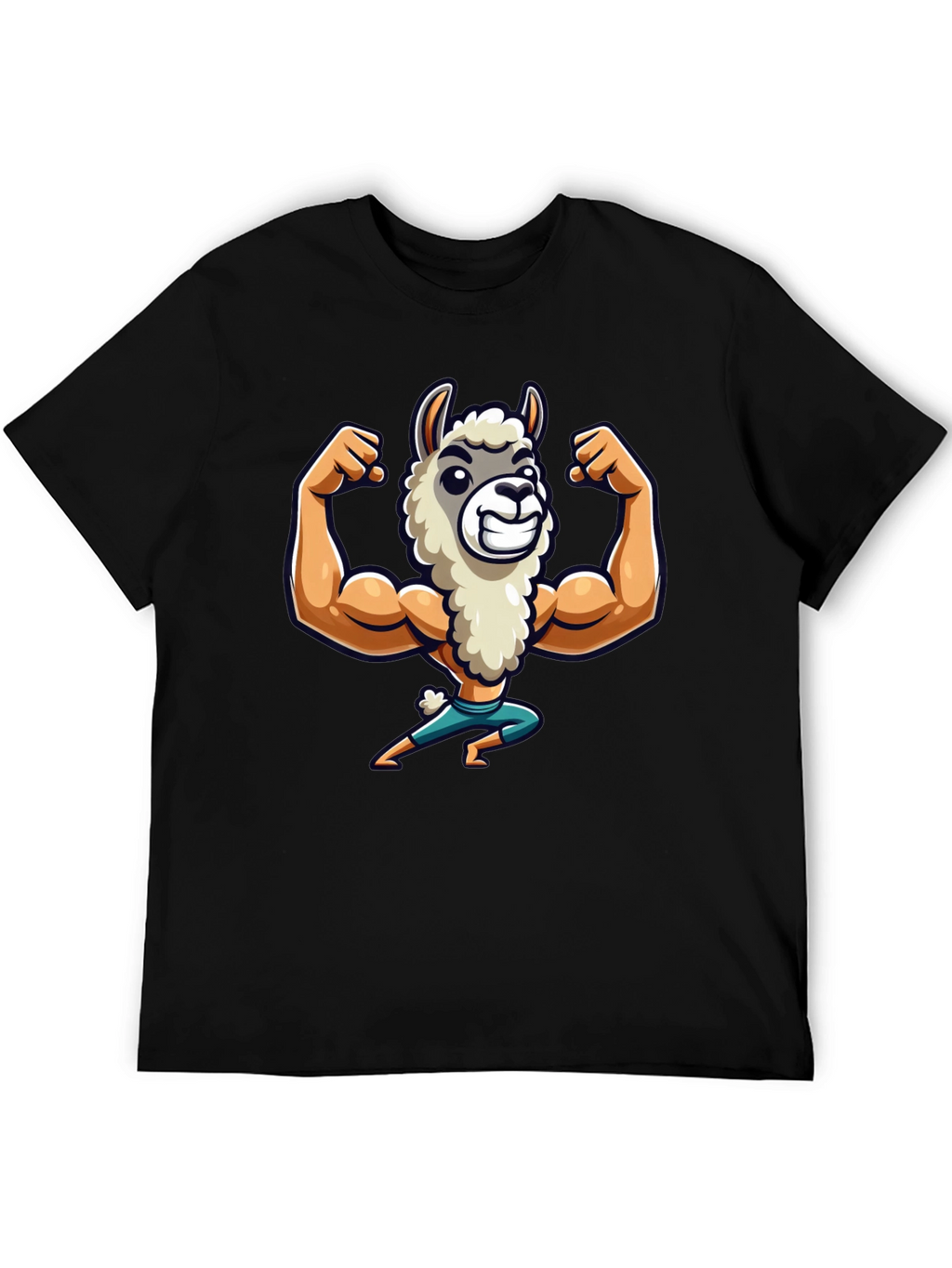 Llama Bodybuilder T-Shirt - Black Cotton Tee