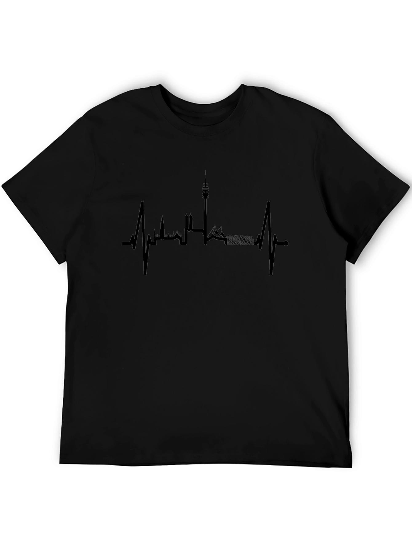 Munich Skyline Heartbeat Black T-Shirt