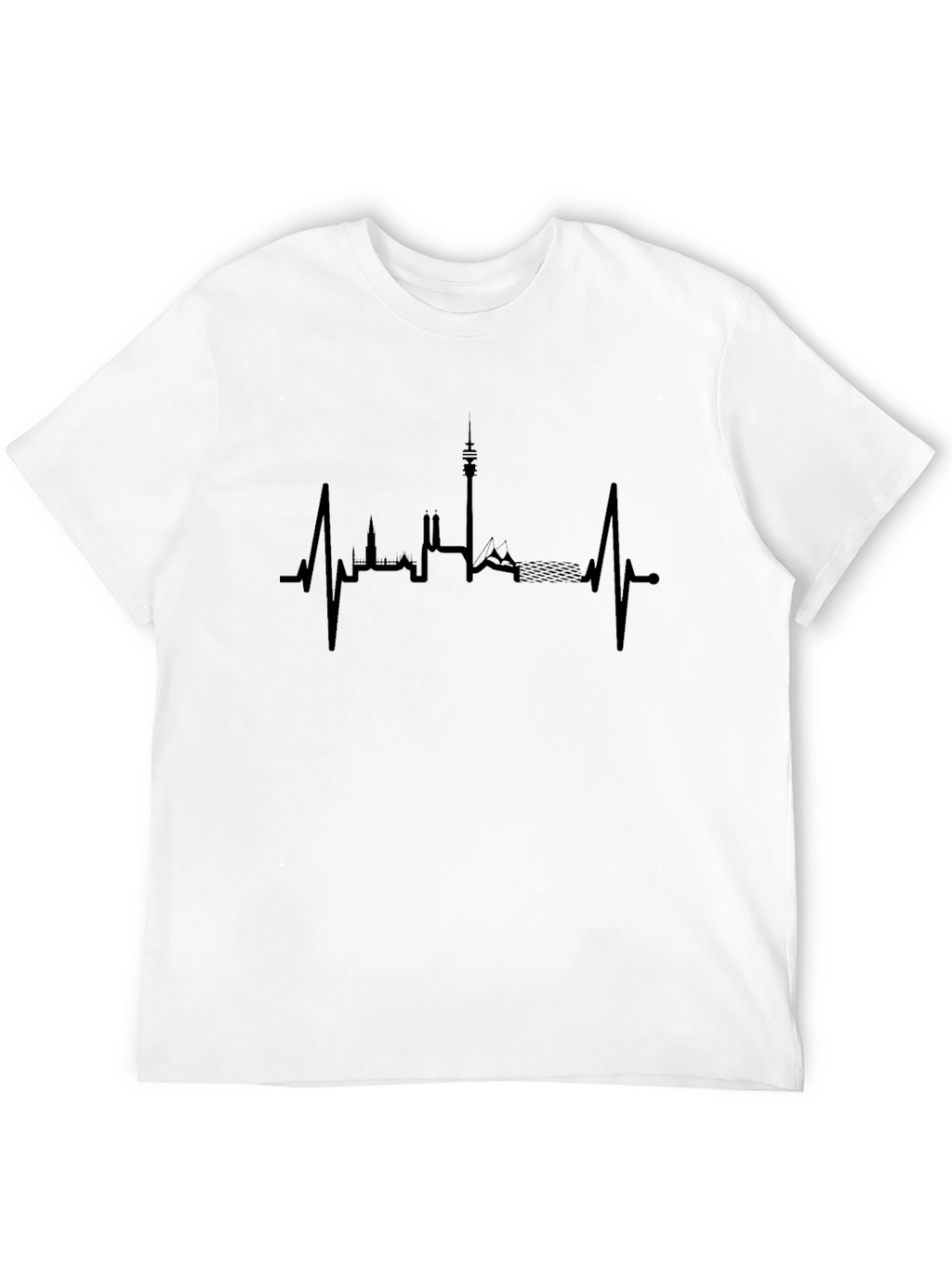 Munich Skyline Heartbeat Black T-Shirt