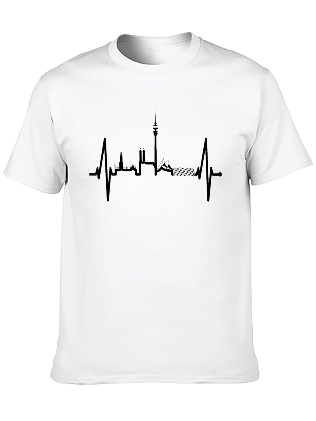 Munich Skyline Heartbeat Black T-Shirt