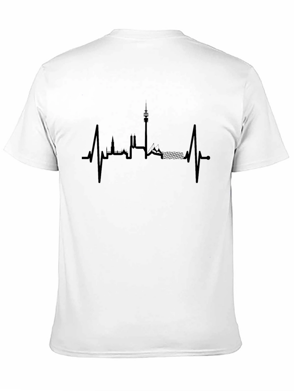 Munich Skyline Heartbeat Black T-Shirt