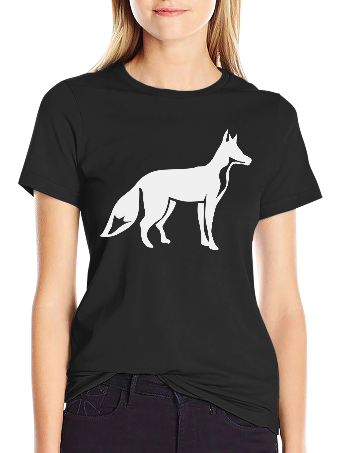Fox Graphic Tee - Black Cotton Blend T-Shirt