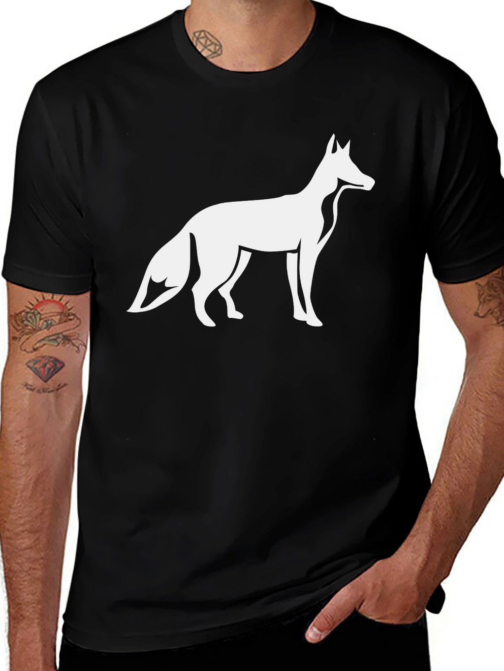 Fox Graphic Tee - Black Cotton Blend T-Shirt