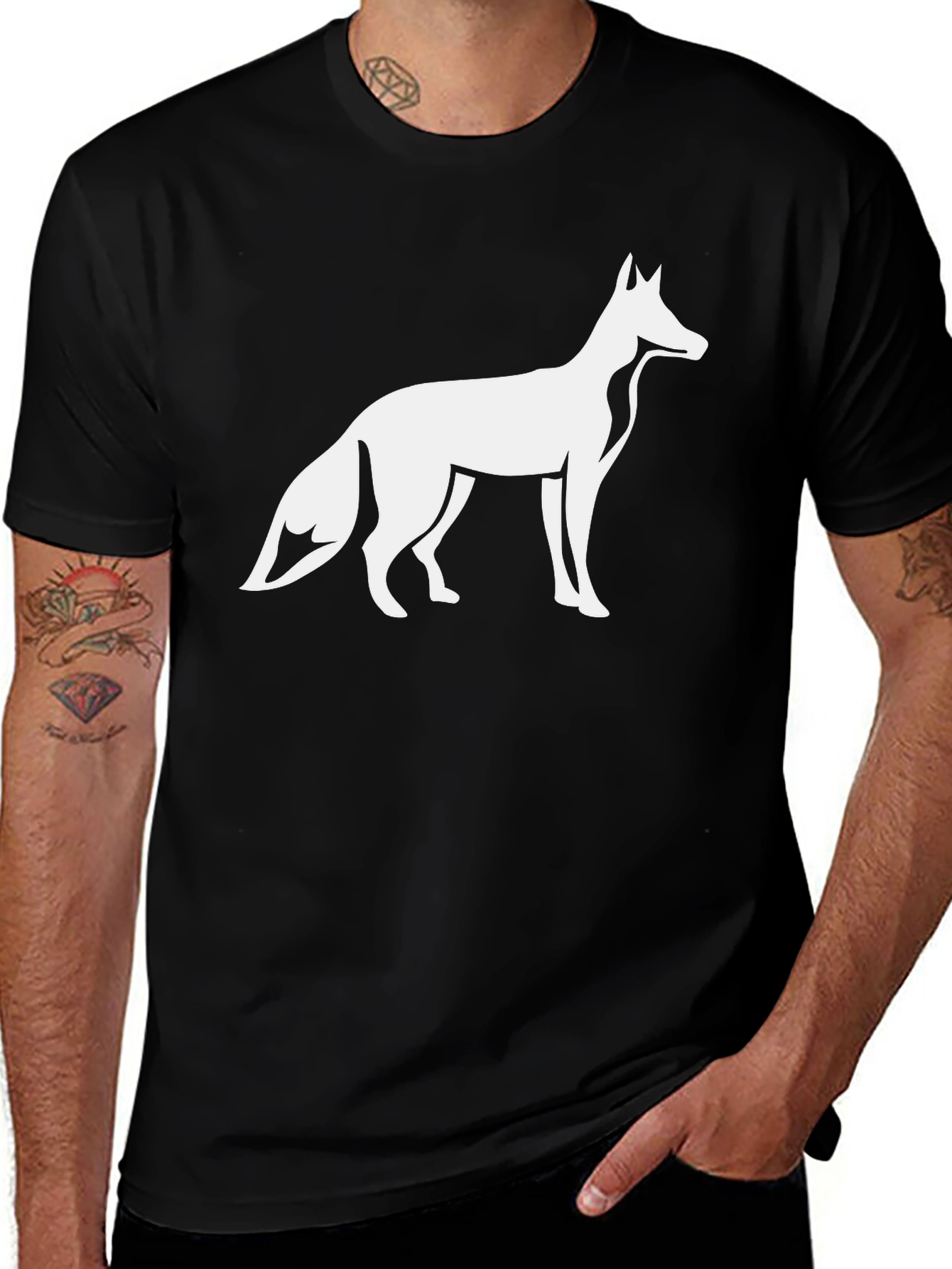 Fox Graphic Tee - Black Cotton Blend T-Shirt