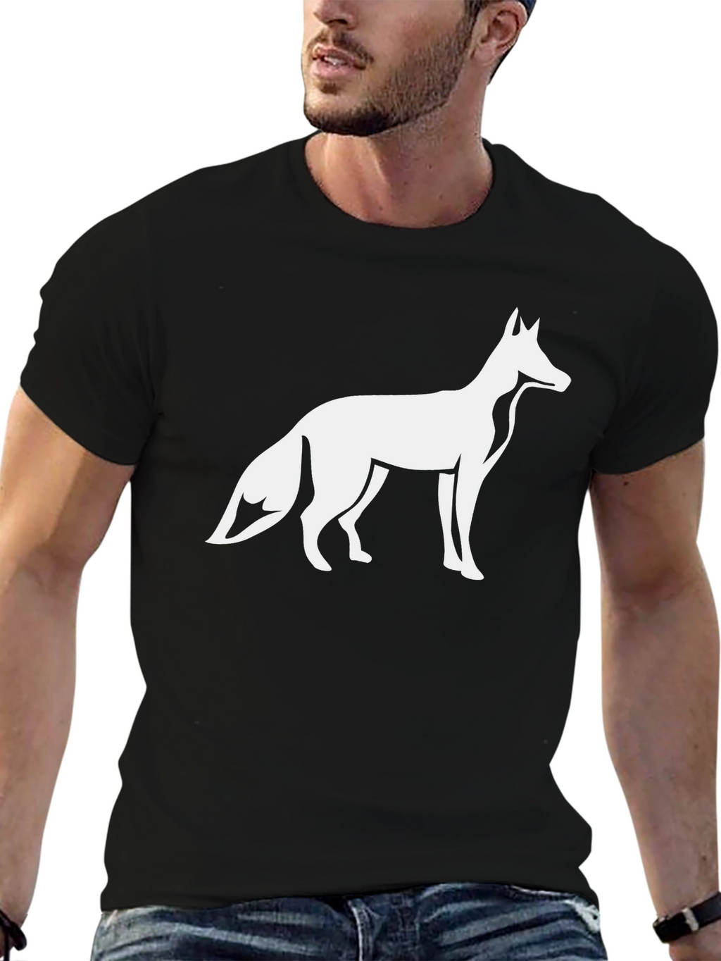 Fox Graphic Tee - Black Cotton Blend T-Shirt