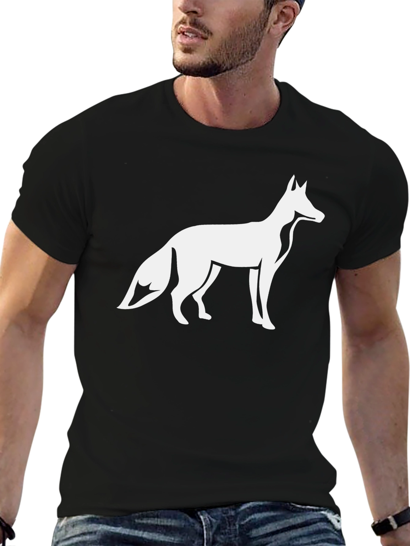 Fox Graphic Tee - Black Cotton Blend T-Shirt