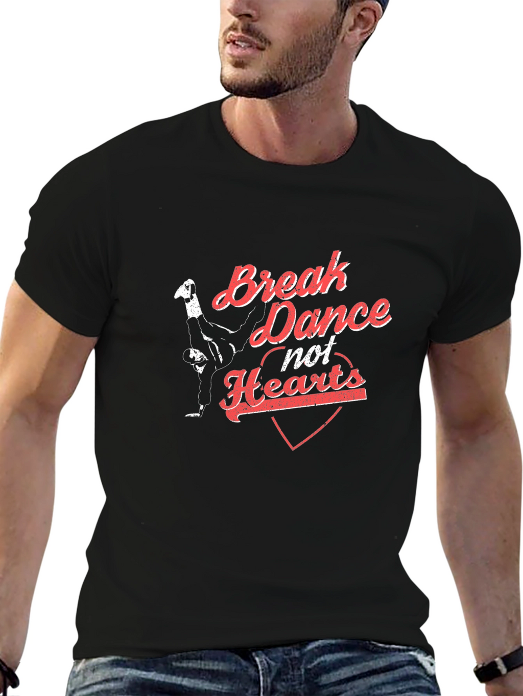 Break Dance Not Hearts Black T-Shirt