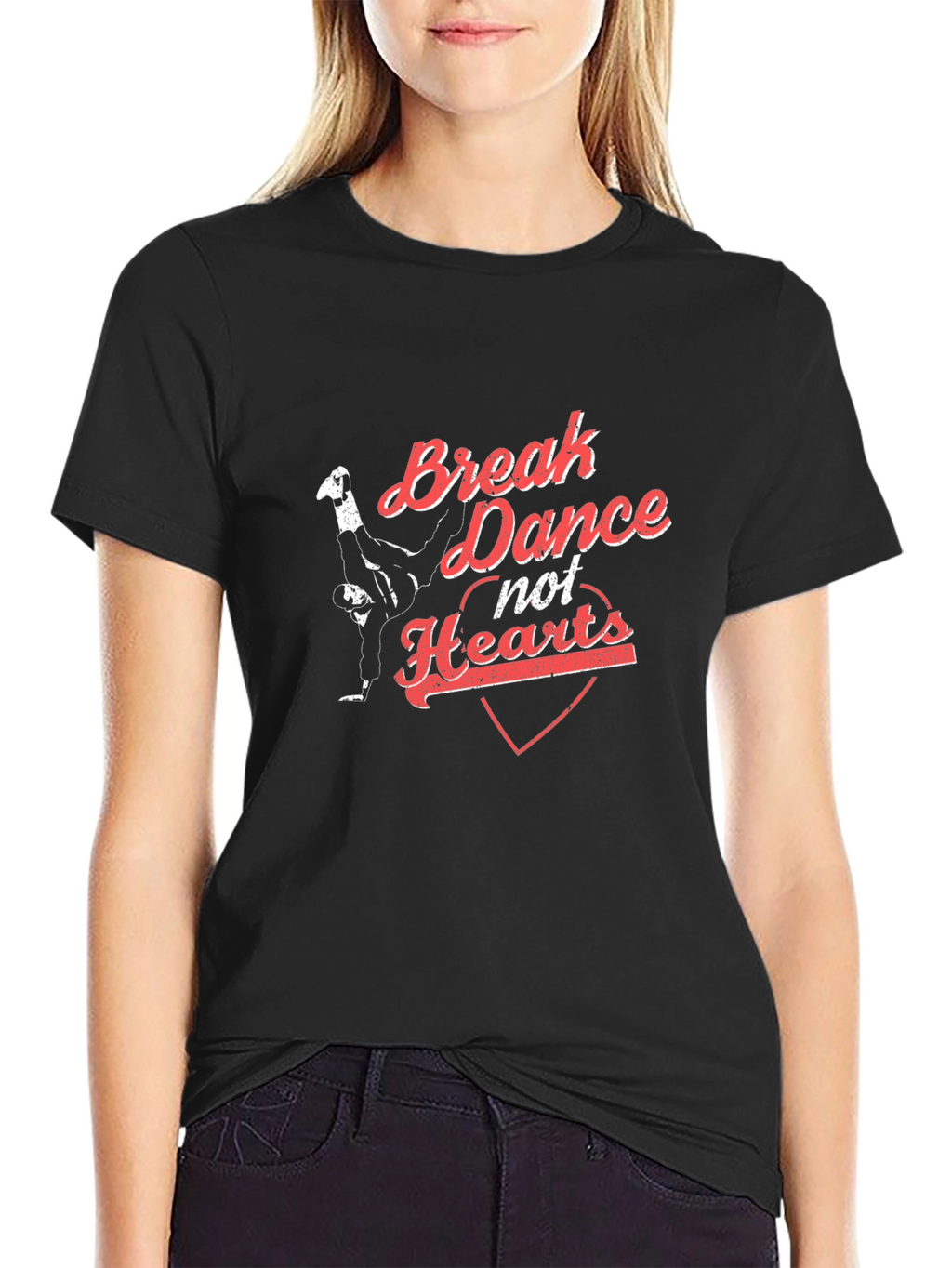 Break Dance Not Hearts Black T-Shirt