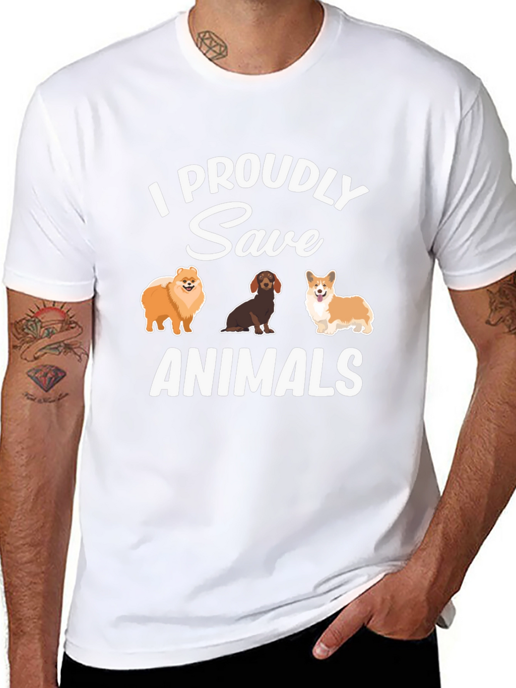 I Proudly Save Animals T-Shirt Cute Dogs