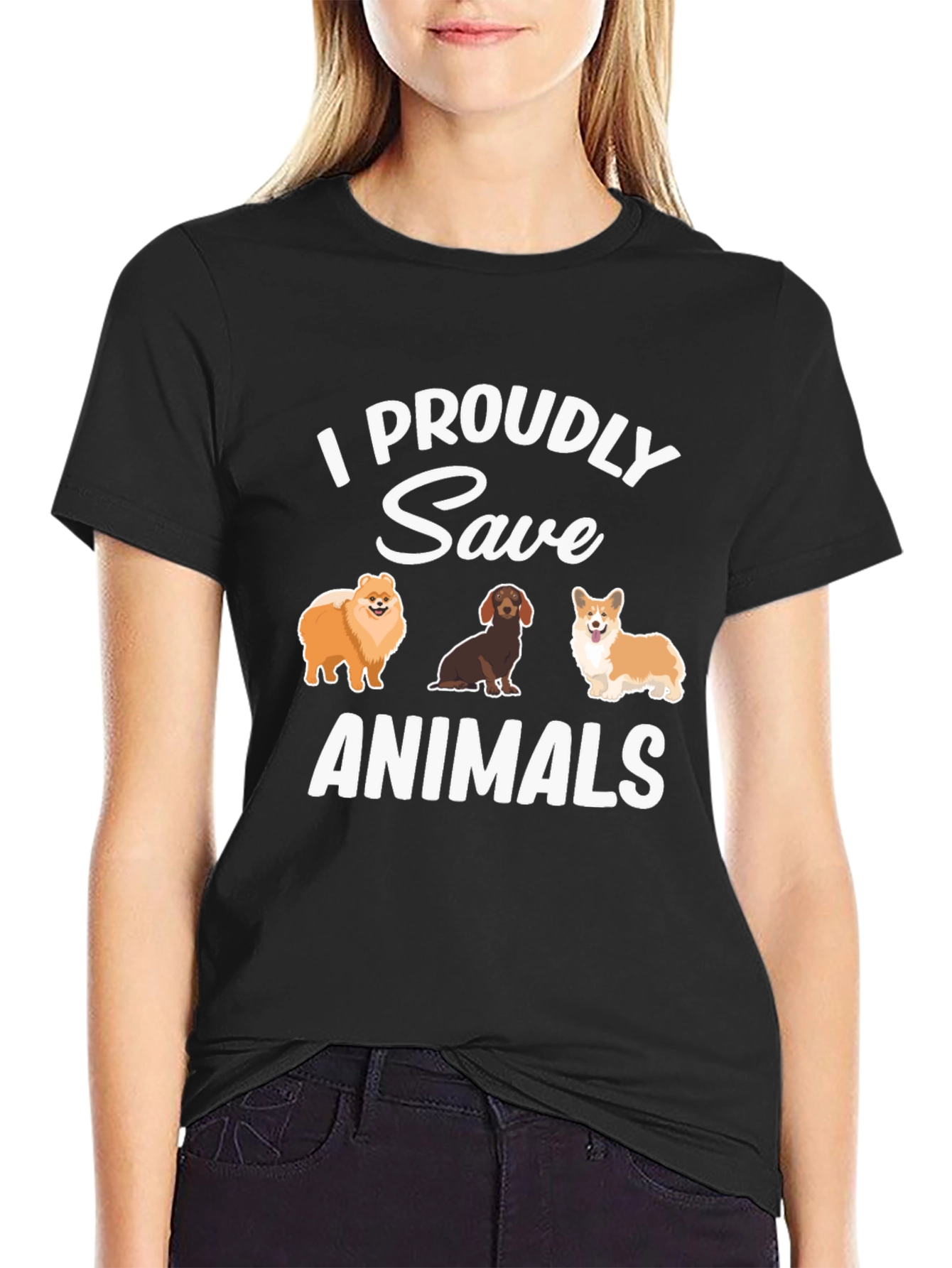 I Proudly Save Animals T-Shirt Cute Dogs