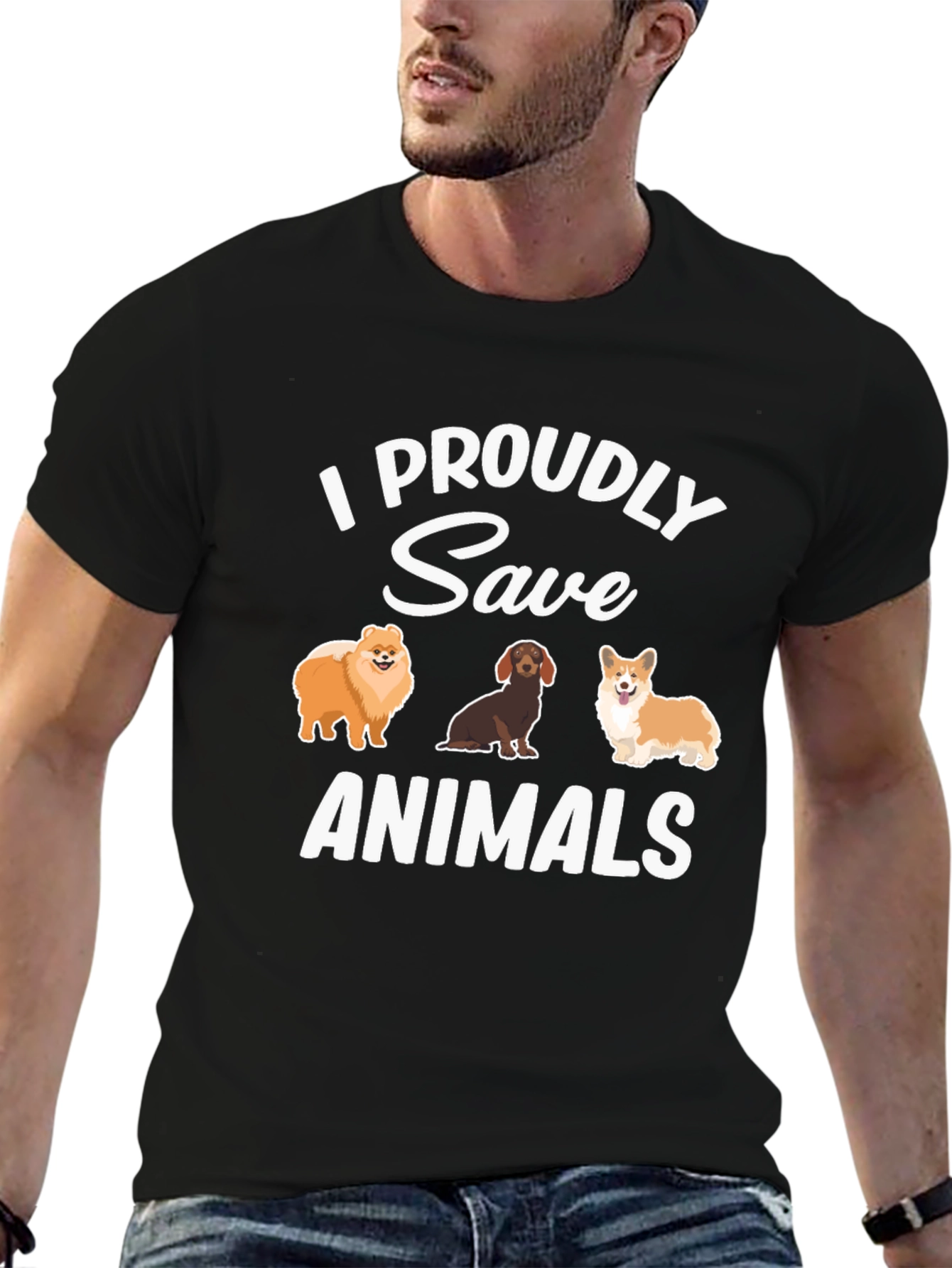 I Proudly Save Animals T-Shirt Cute Dogs