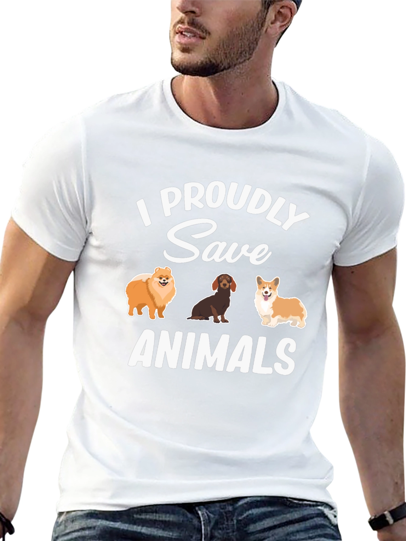 I Proudly Save Animals T-Shirt Cute Dogs