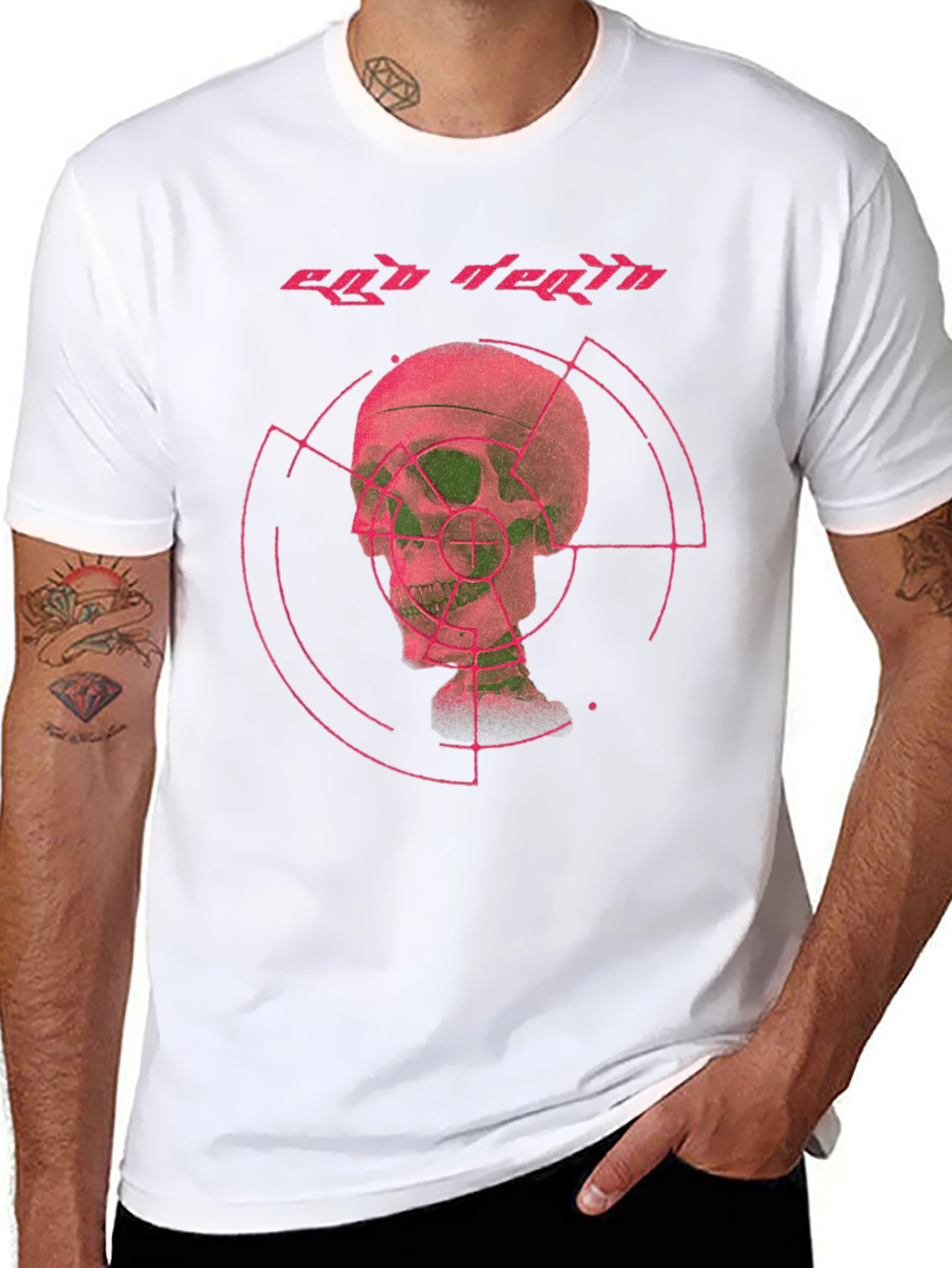 Ego Death Graphic Tee - Black Cotton Skull Print