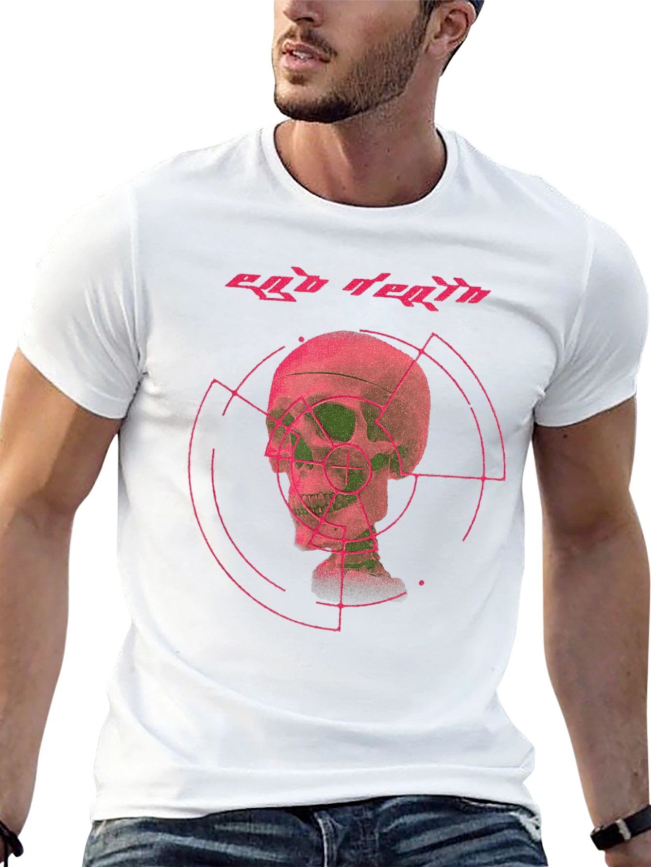 Ego Death Graphic Tee - Black Cotton Skull Print