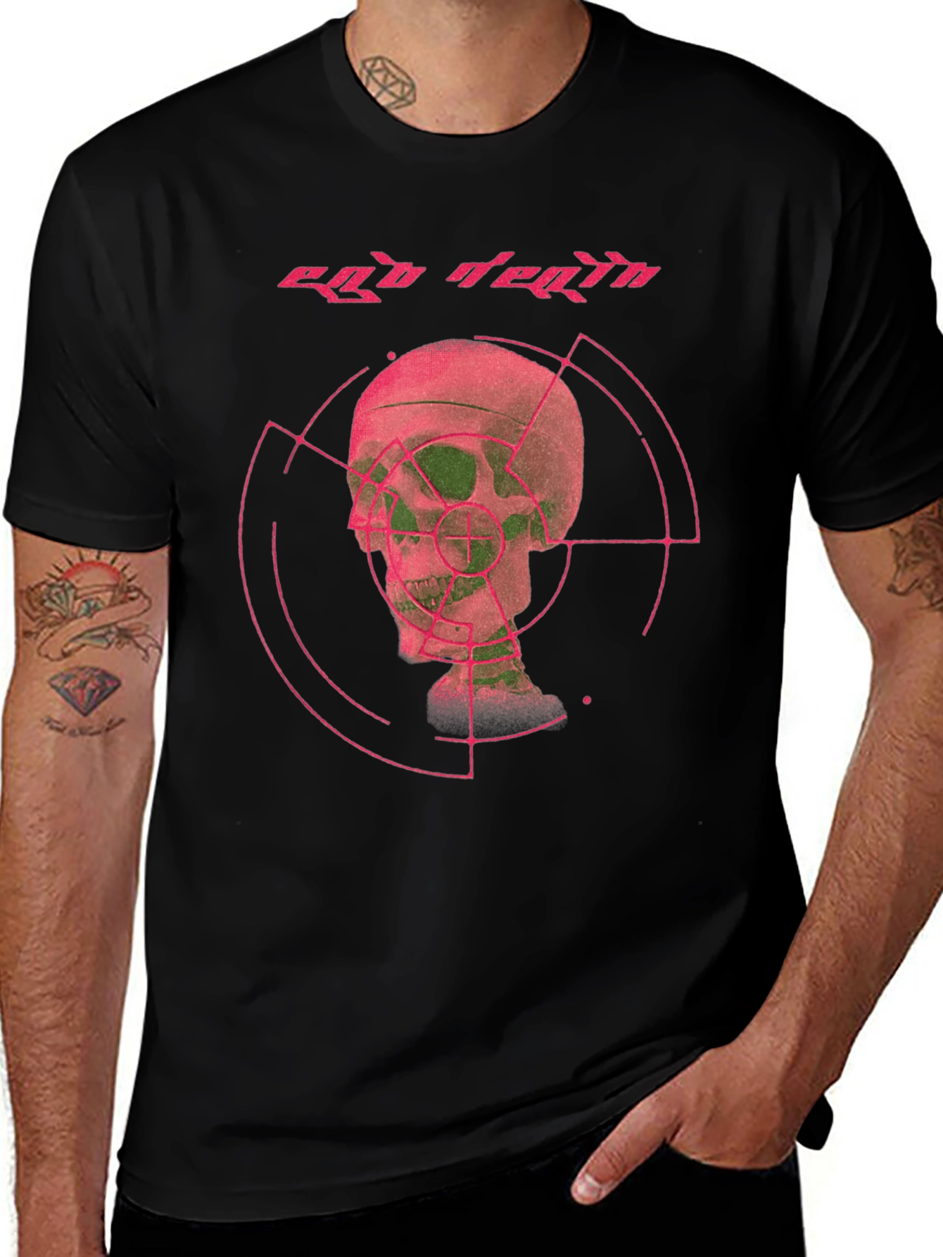 Ego Death Graphic Tee - Black Cotton Skull Print