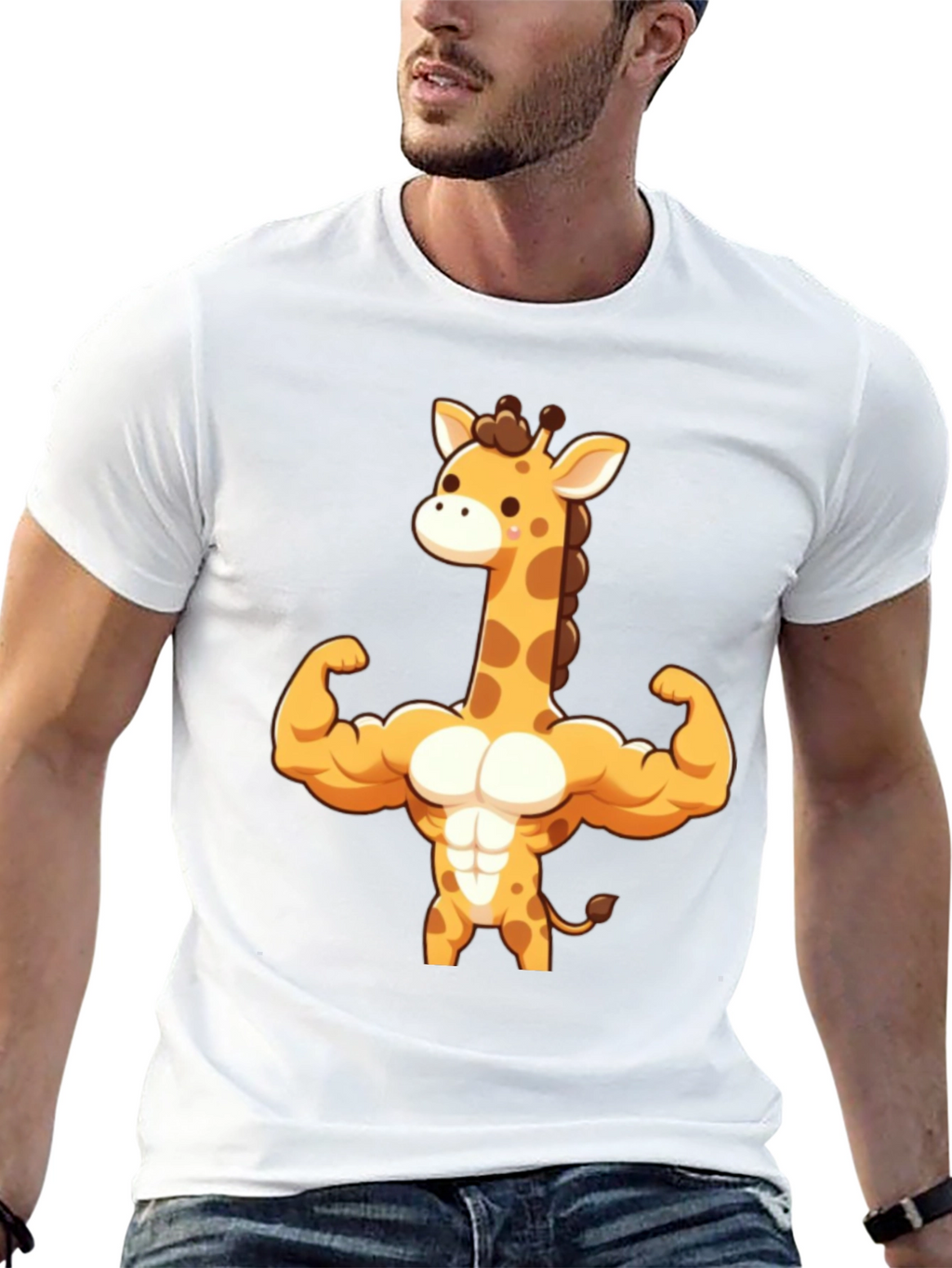 Muscle Giraffe T-Shirt - Black Cotton Tee