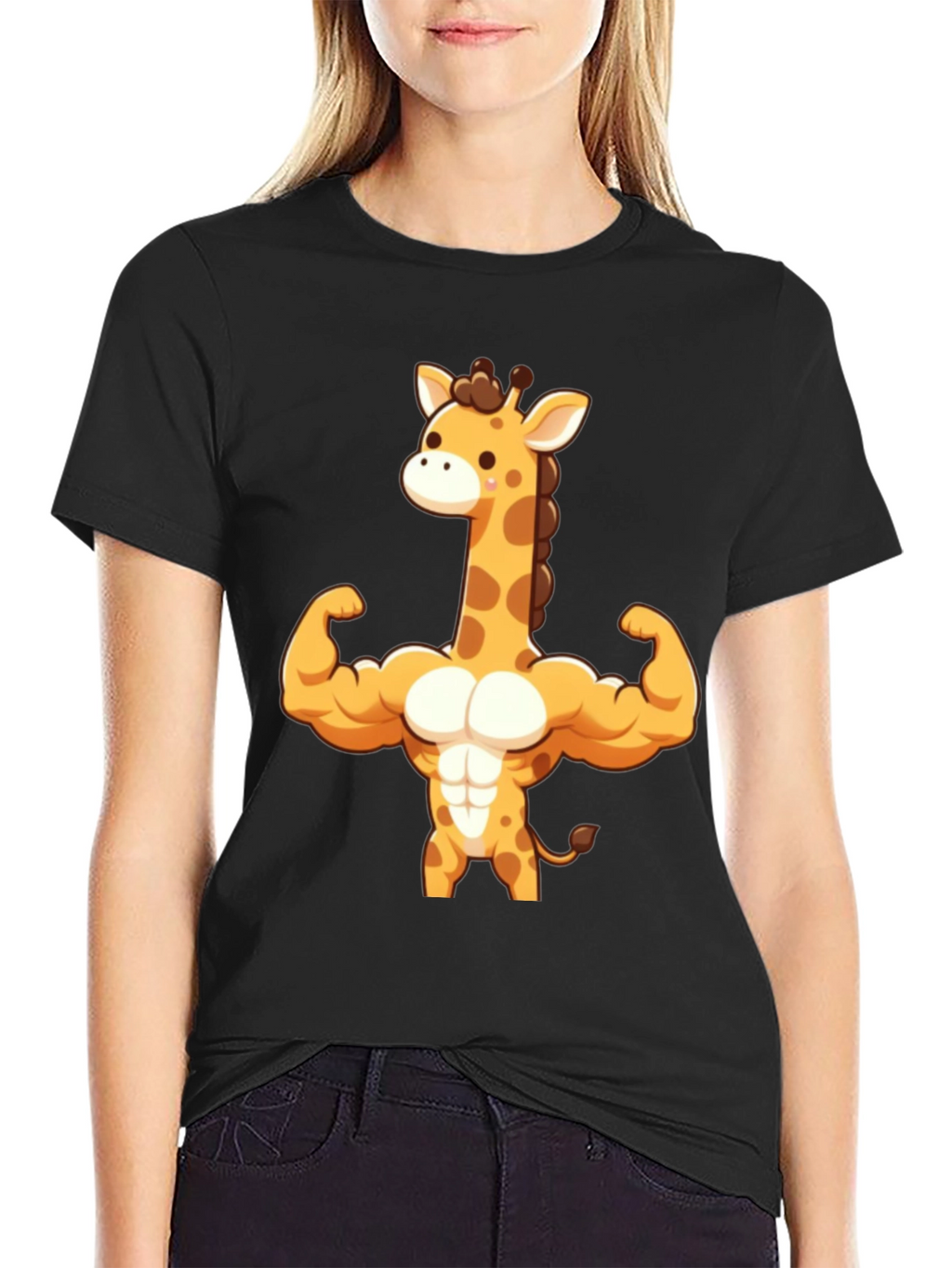 Muscle Giraffe T-Shirt - Black Cotton Tee