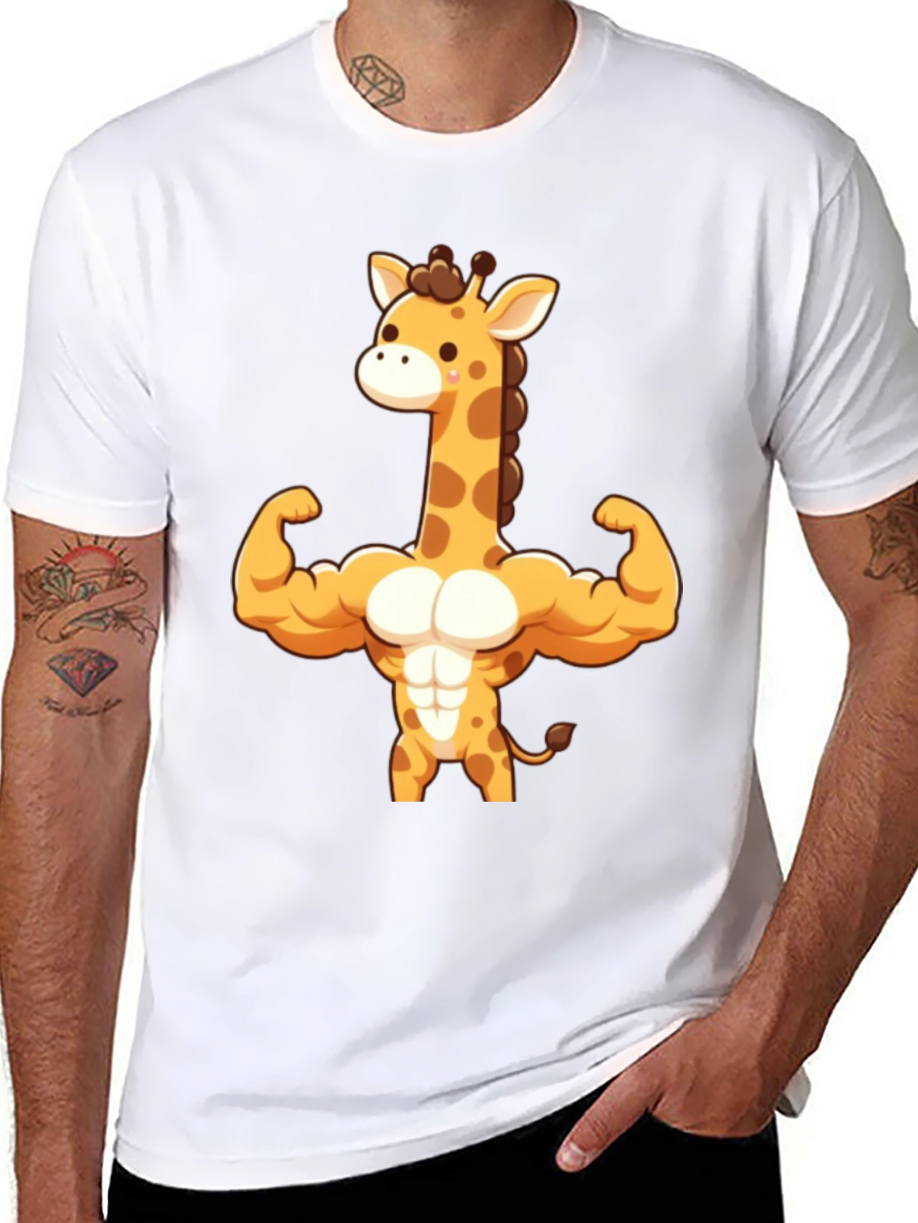 Muscle Giraffe T-Shirt - Black Cotton Tee