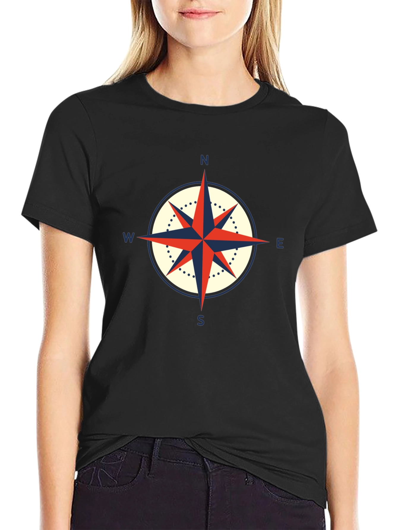 Compass Graphic Black T-Shirt - Nautical Style