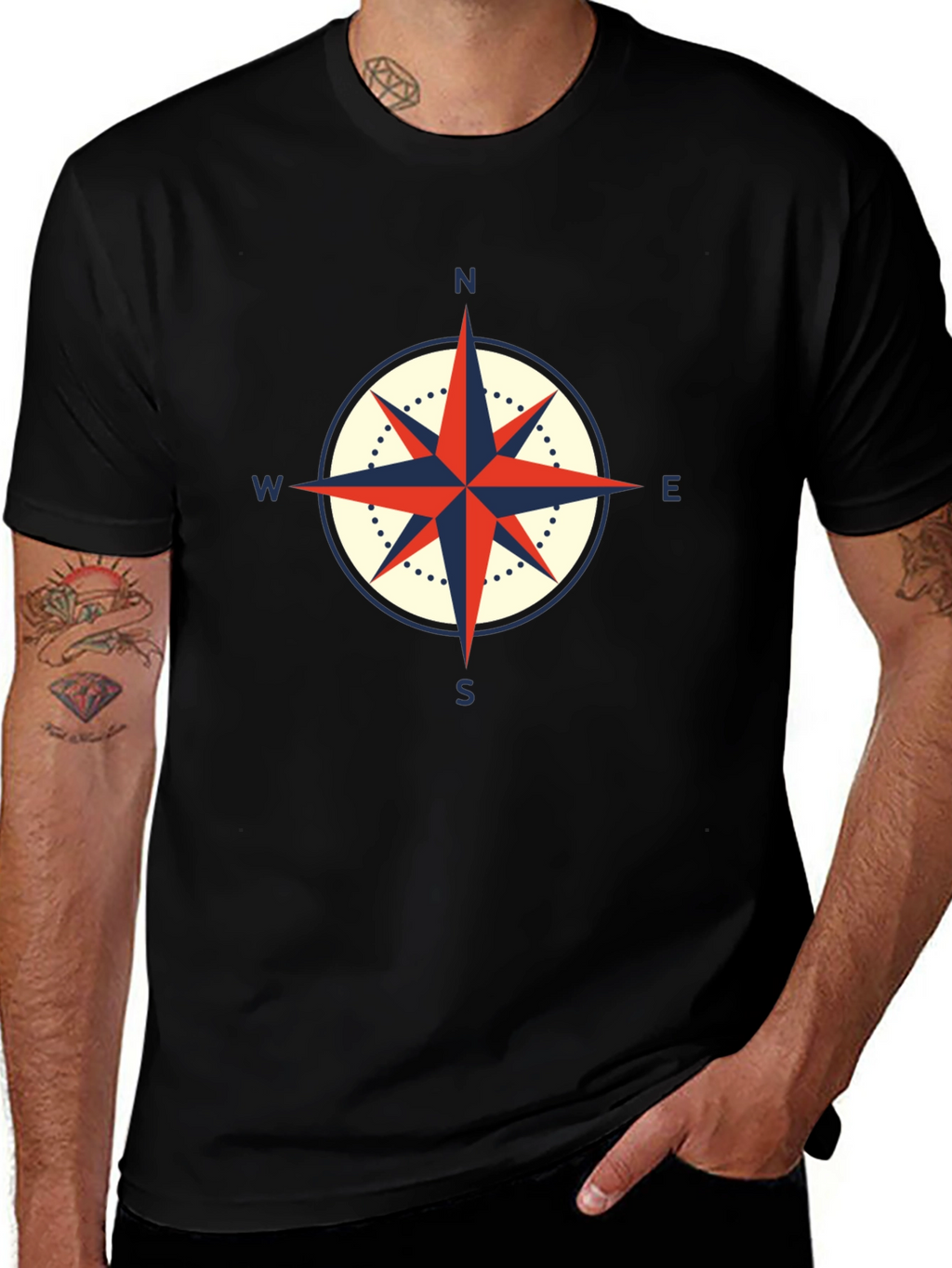 Compass Graphic Black T-Shirt - Nautical Style
