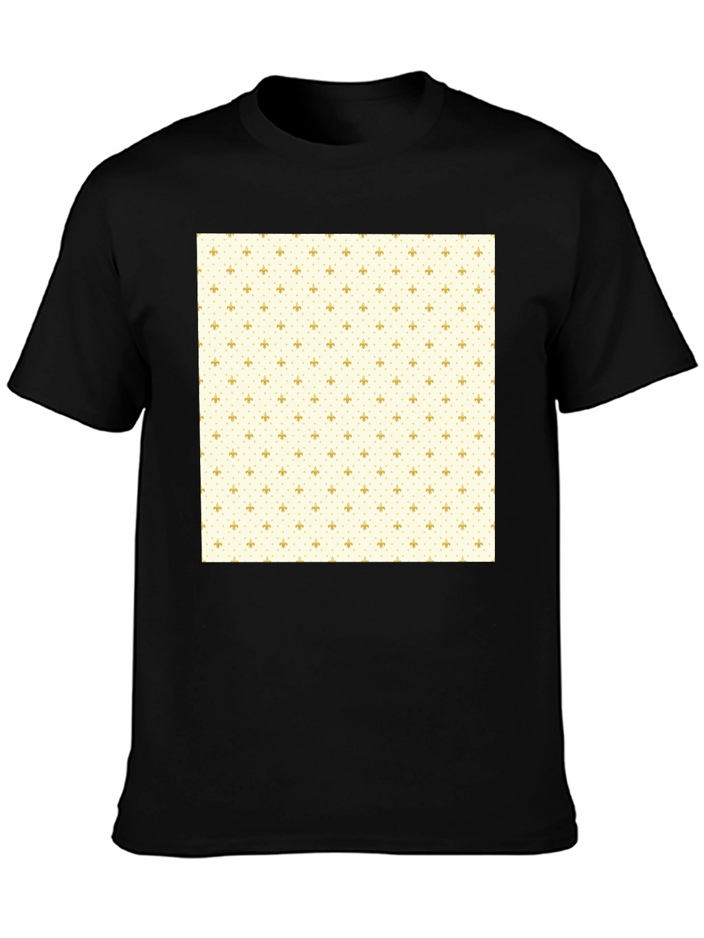 Classic Black T-Shirt with Fleur-de-Lis Pattern