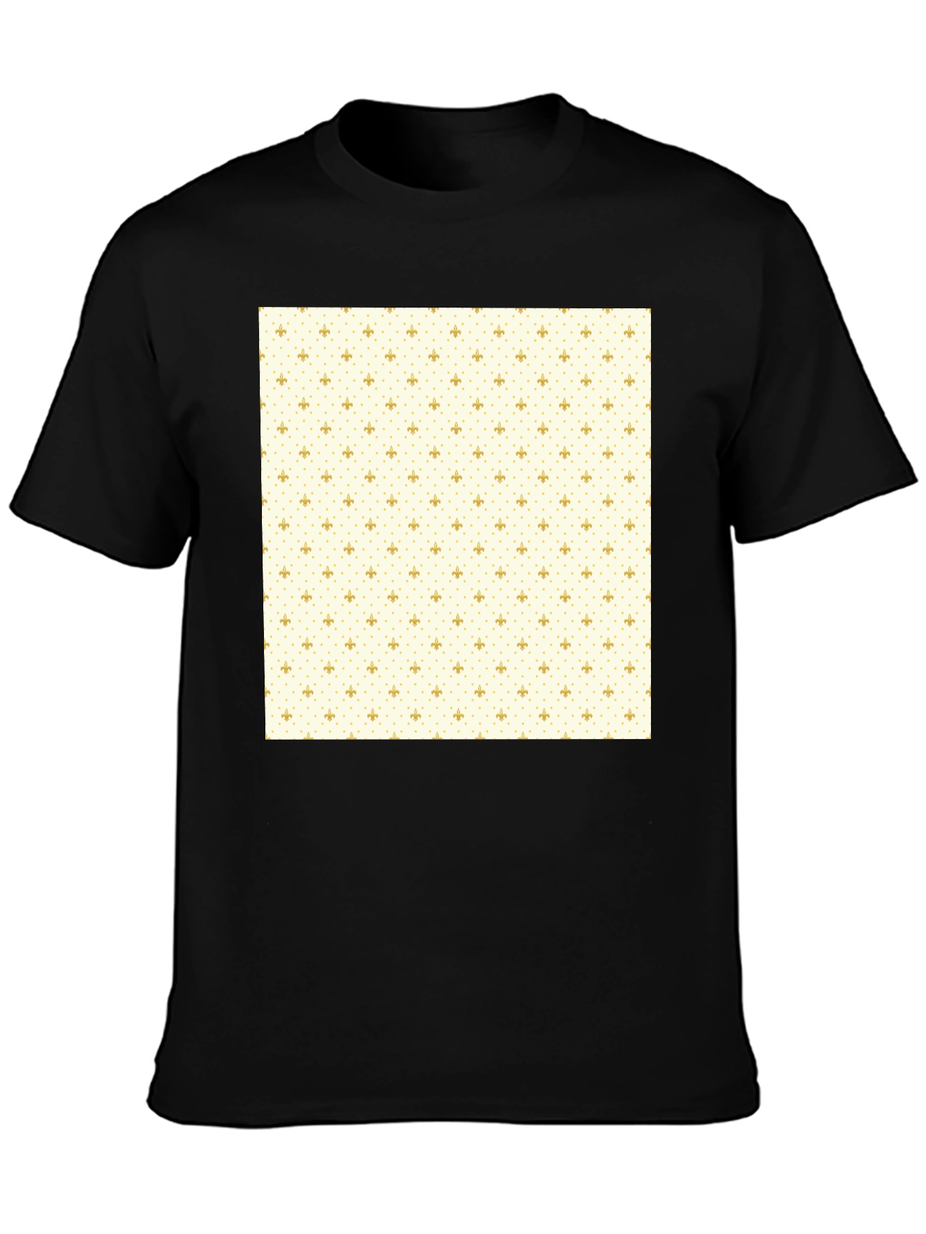 Classic Black T-Shirt with Fleur-de-Lis Pattern