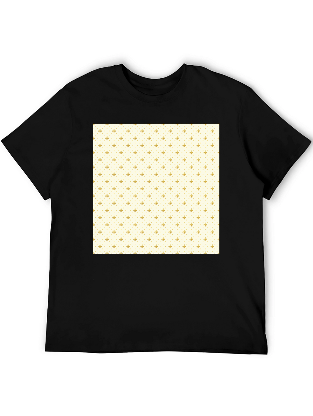 Classic Black T-Shirt with Fleur-de-Lis Pattern