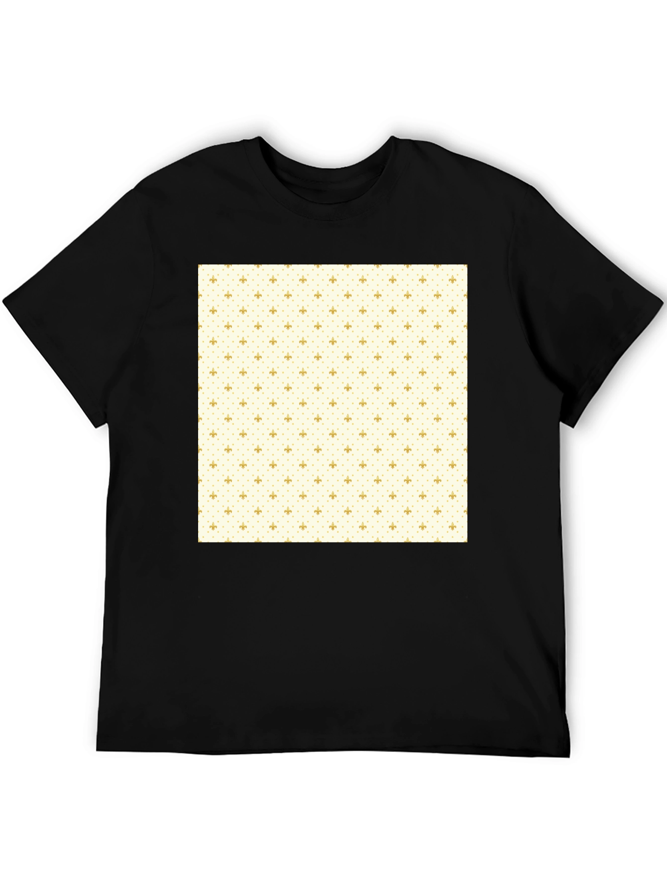 Classic Black T-Shirt with Fleur-de-Lis Pattern