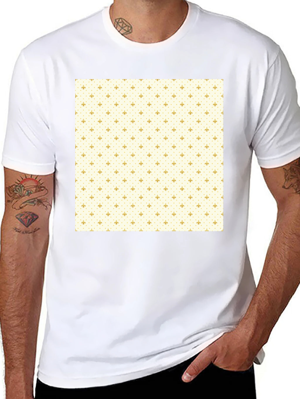 Classic Black T-Shirt with Fleur-de-Lis Pattern