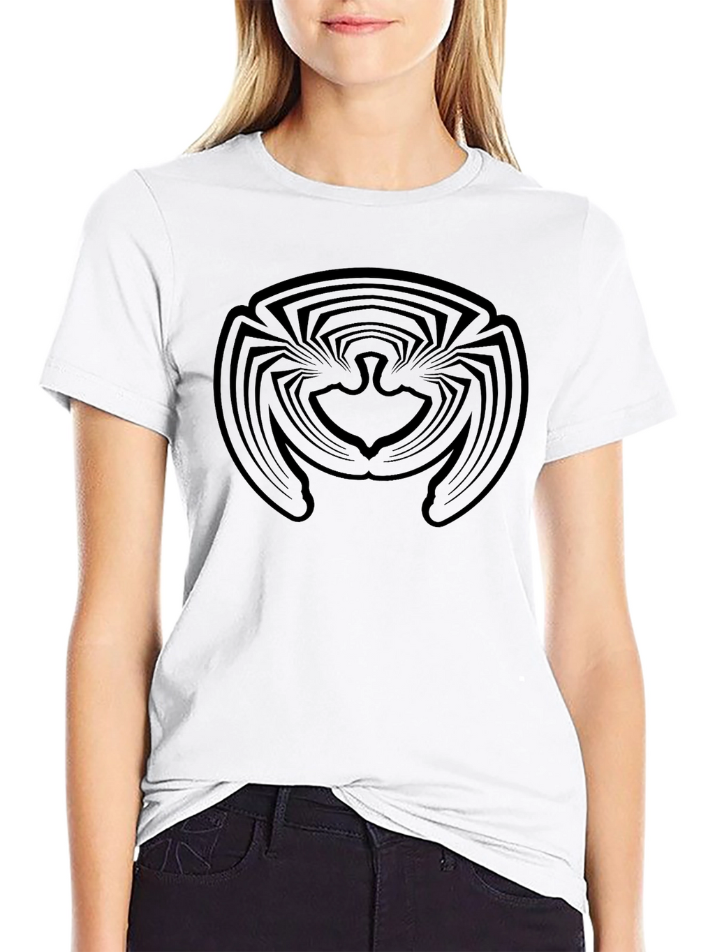 Abstract Bird Graphic Black T-Shirt