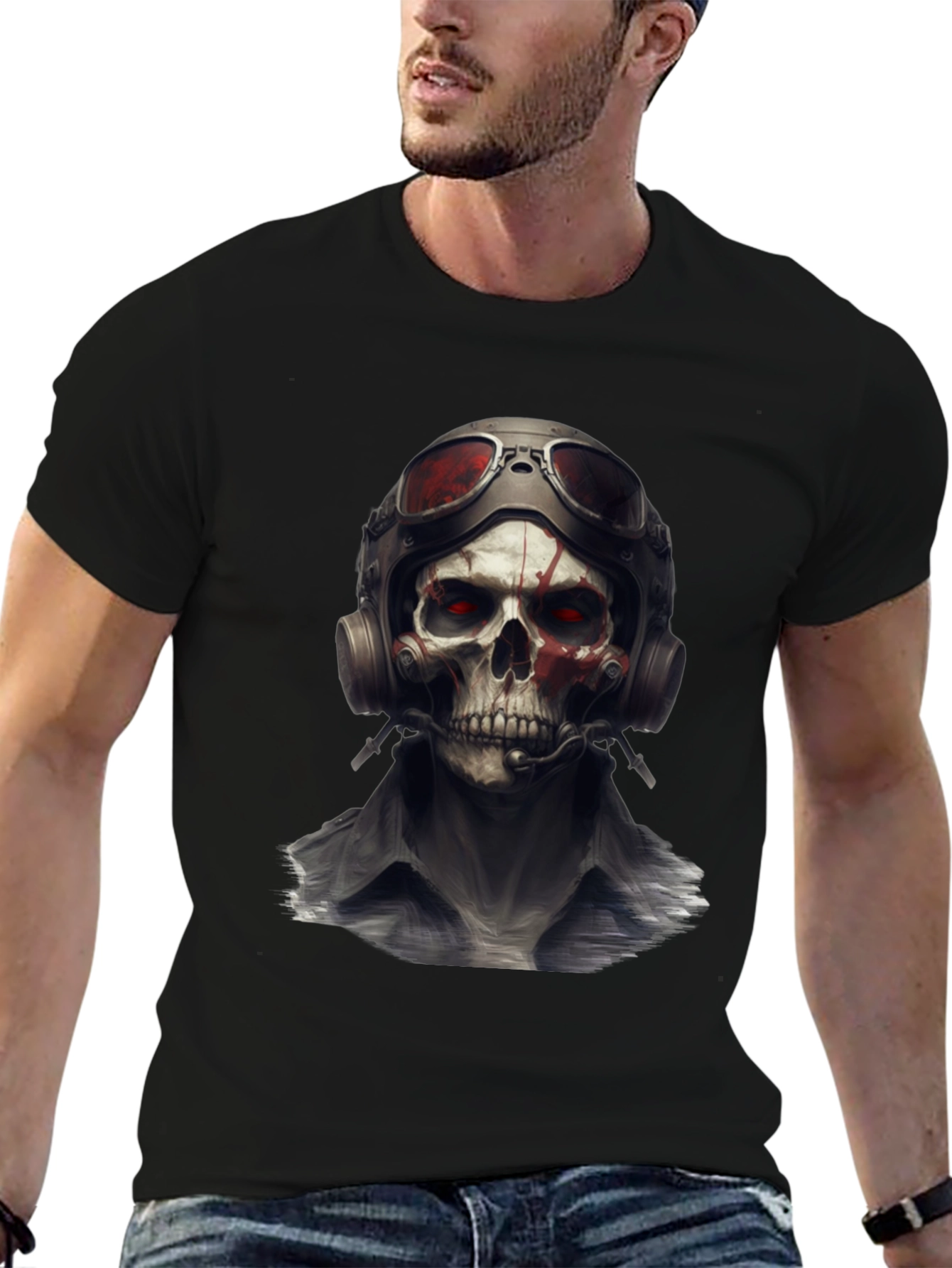 Skull Pilot T-Shirt - Edgy Graphic Tee