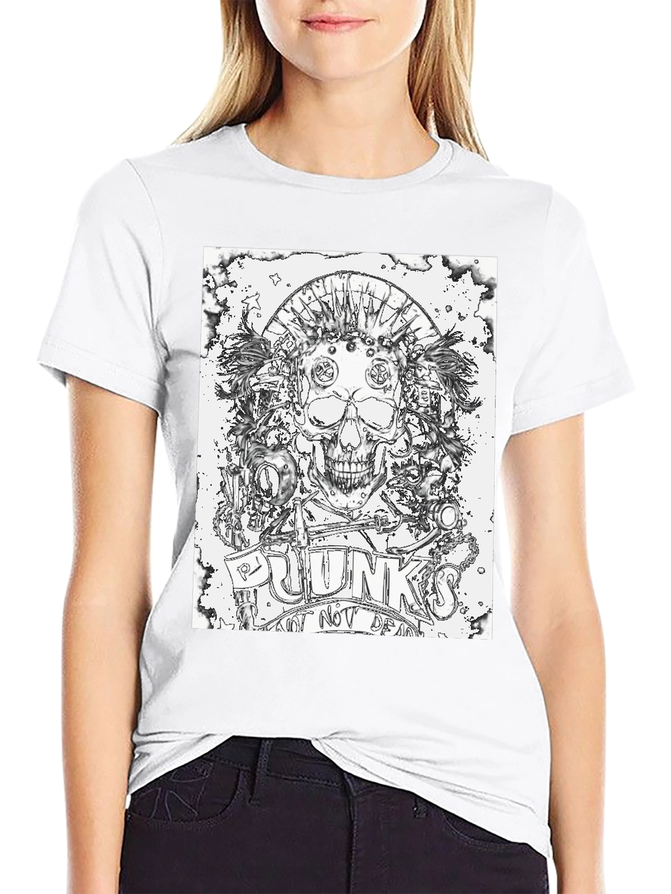 Punk Skull Graphic Tee - Punks Not Dead