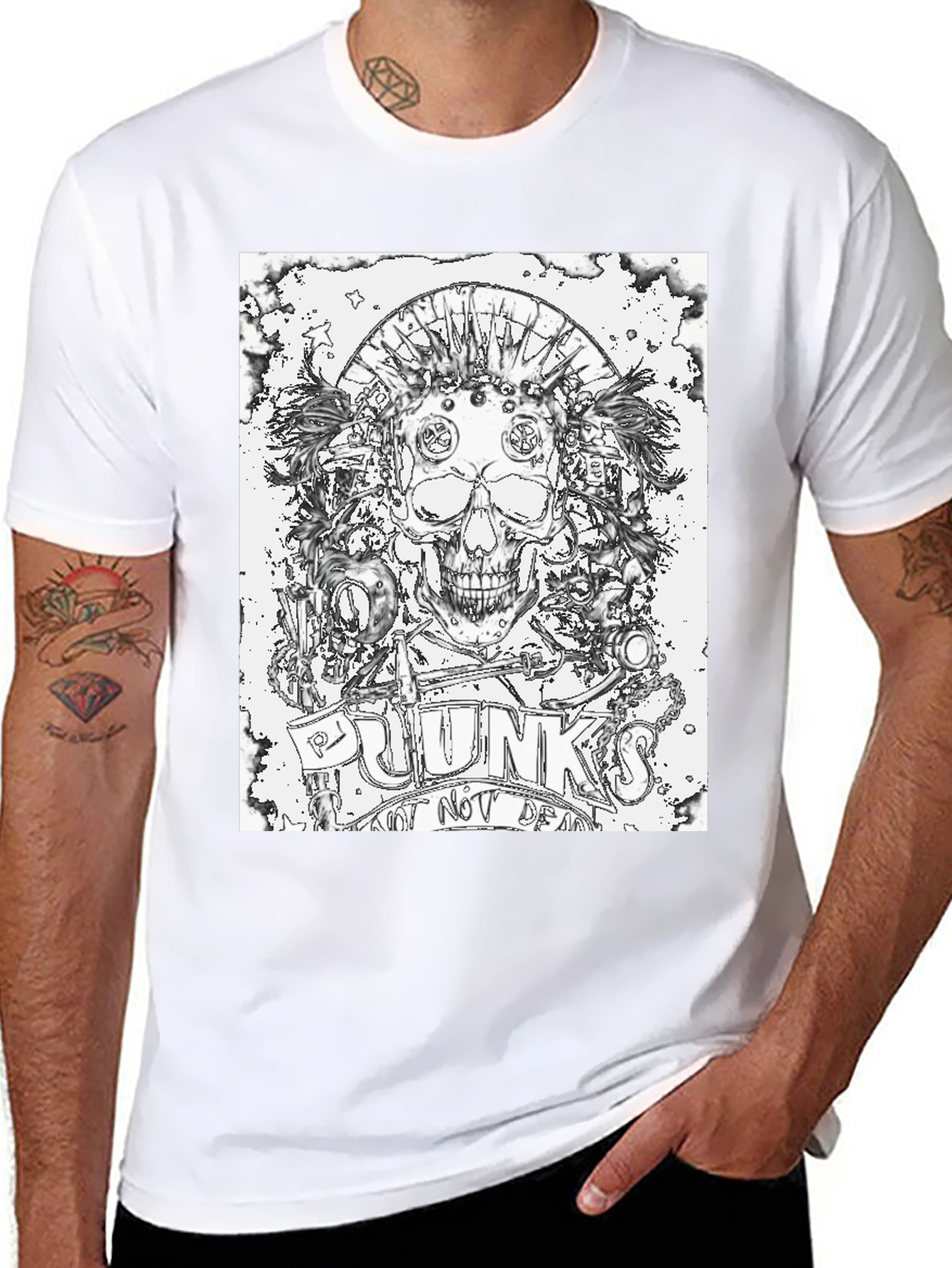 Punk Skull Graphic Tee - Punks Not Dead