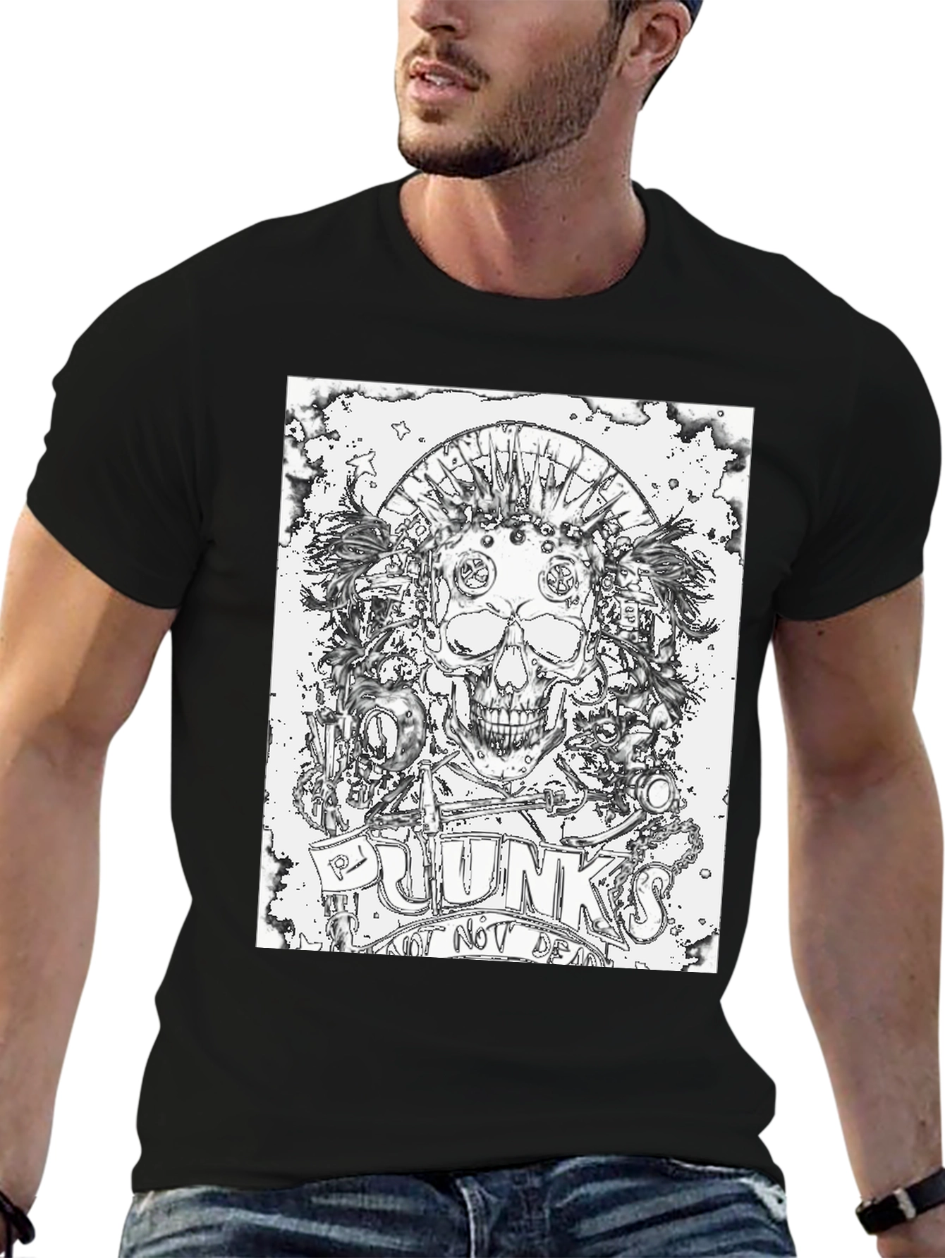 Punk Skull Graphic Tee - Punks Not Dead