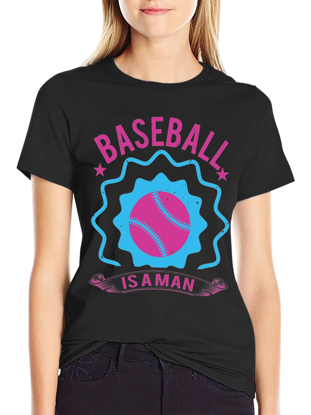 Baseball Is A Man Black T-Shirt