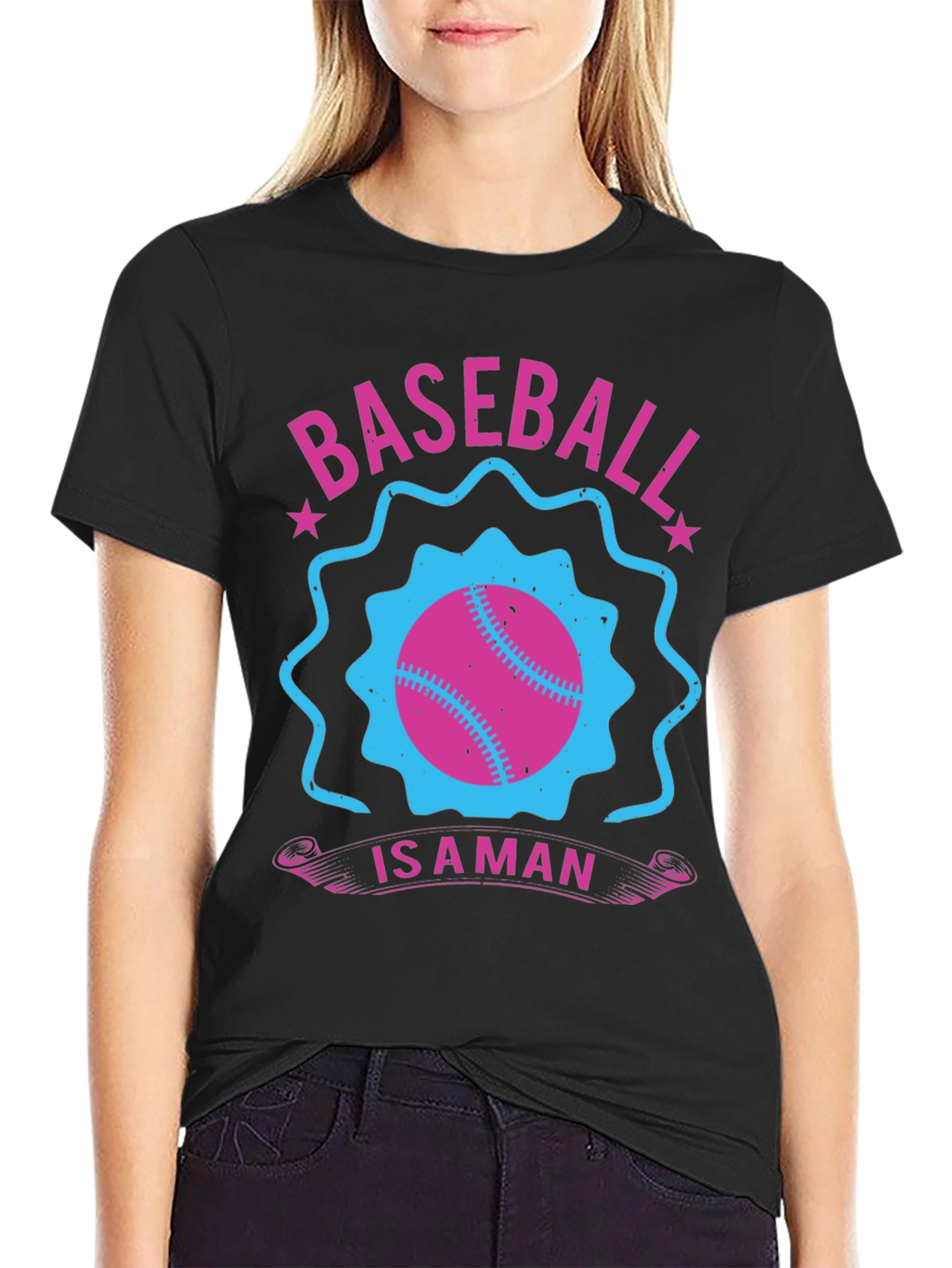 Baseball Is A Man Black T-Shirt