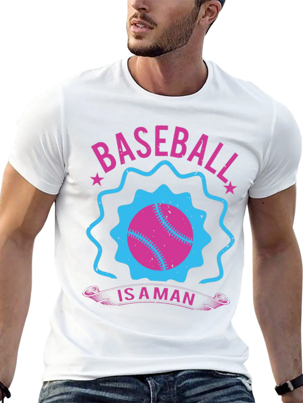 Baseball Is A Man Black T-Shirt