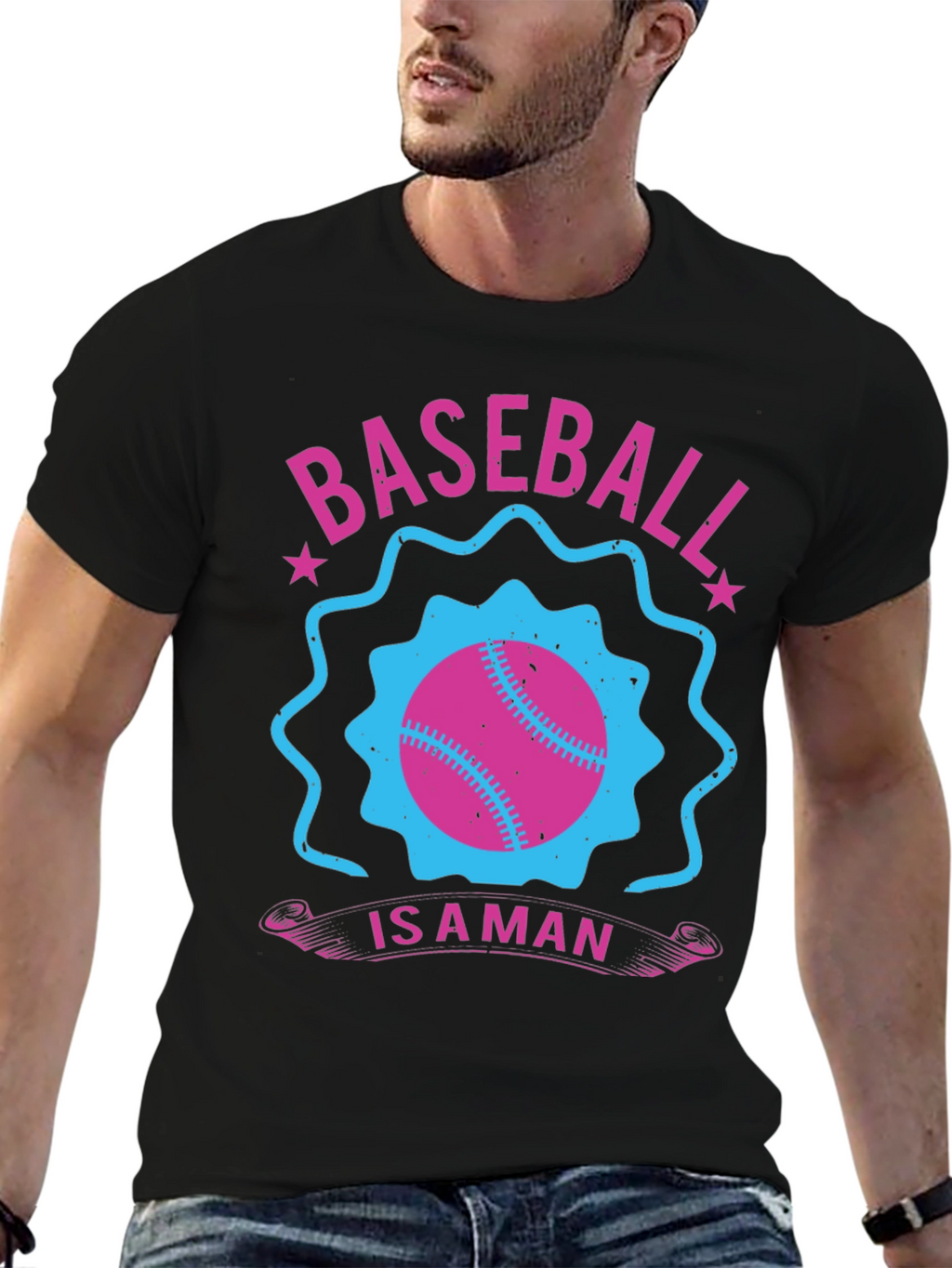 Baseball Is A Man Black T-Shirt