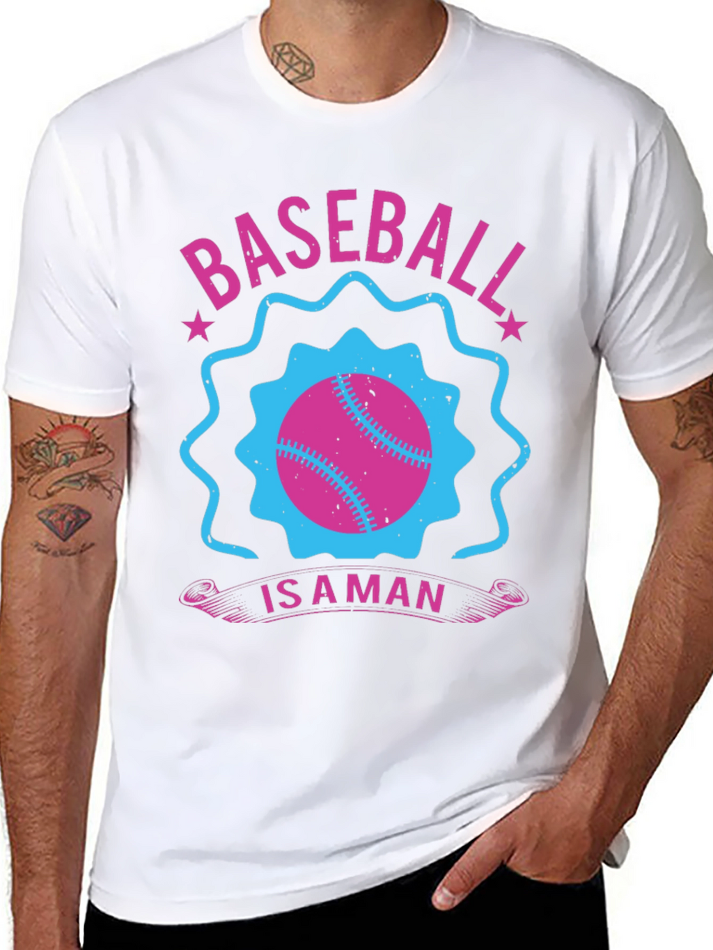 Baseball Is A Man Black T-Shirt