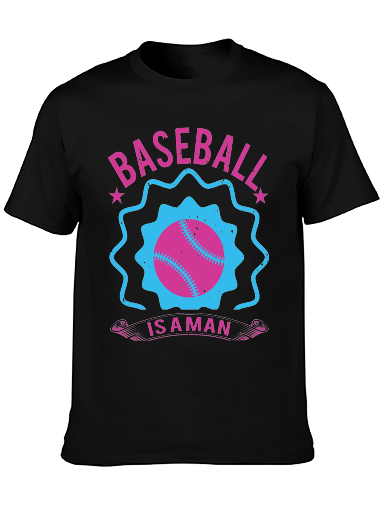 Baseball Is A Man Black T-Shirt