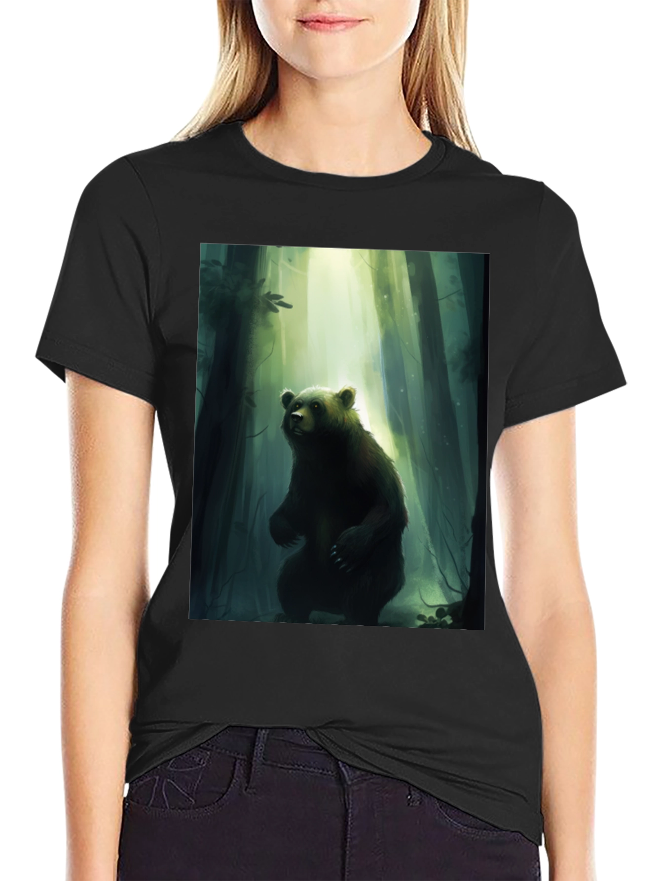 Bear Forest Graphic Tee - Mens Black T-Shirt