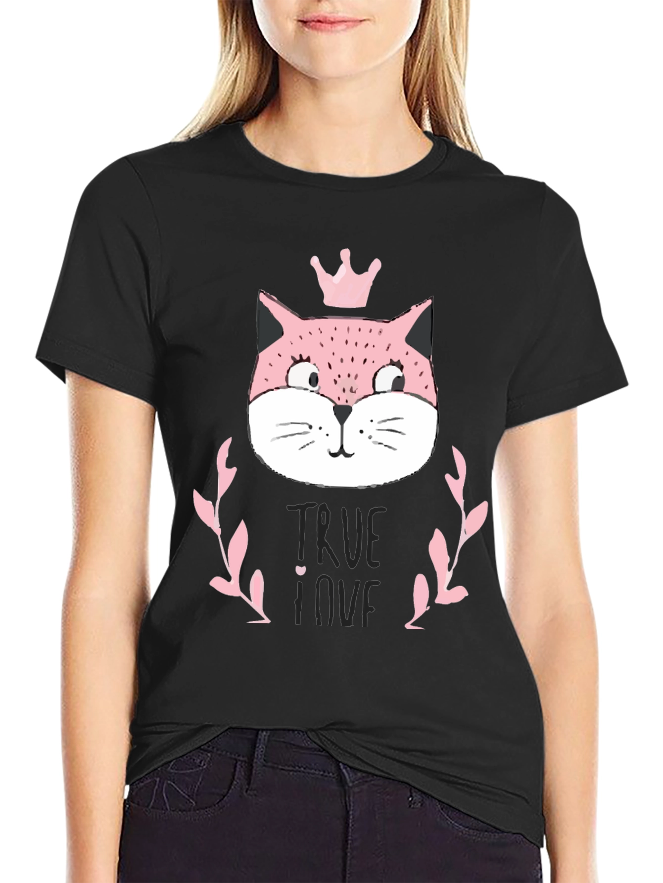 Cute Pink Cat Princess T-Shirt - True Love
