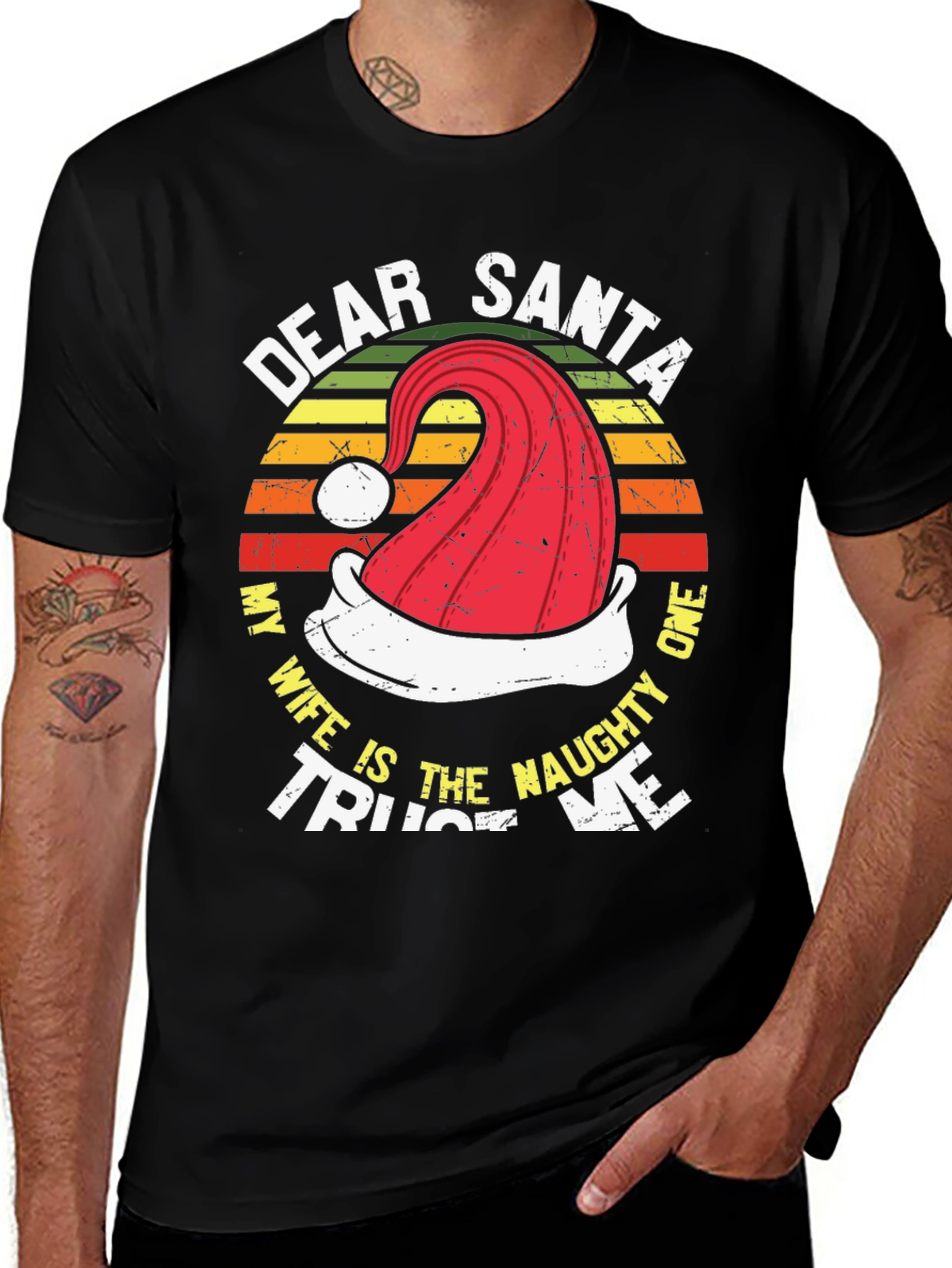 Dear Santa My Wife is the Naughty One Mens T-Shirt