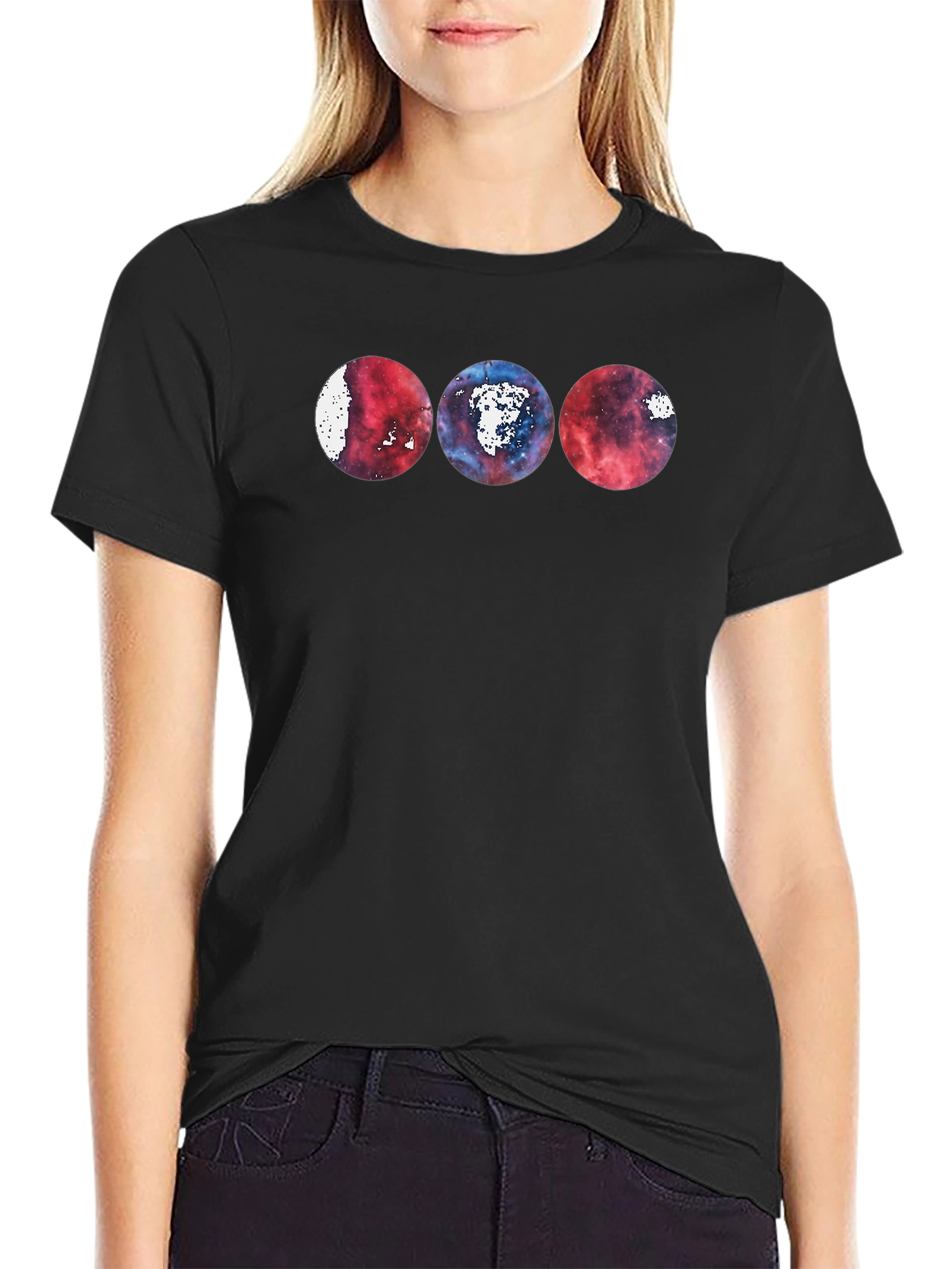 Cosmic Circles Black T-Shirt - Unique Graphic Tee