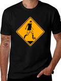 Soccer Player Warning Sign Black Graphic Tee