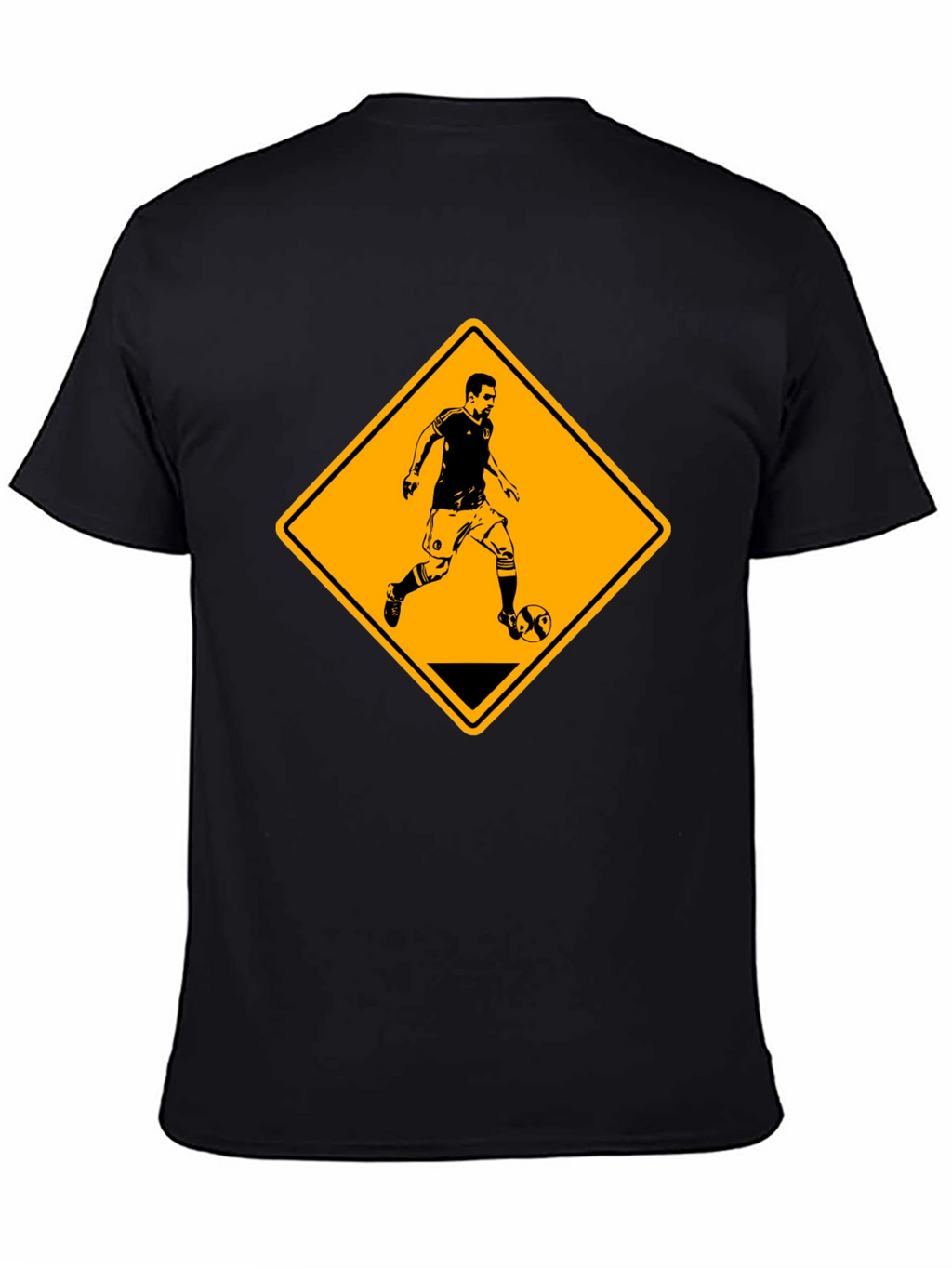 Soccer Player Warning Sign Black Graphic Tee